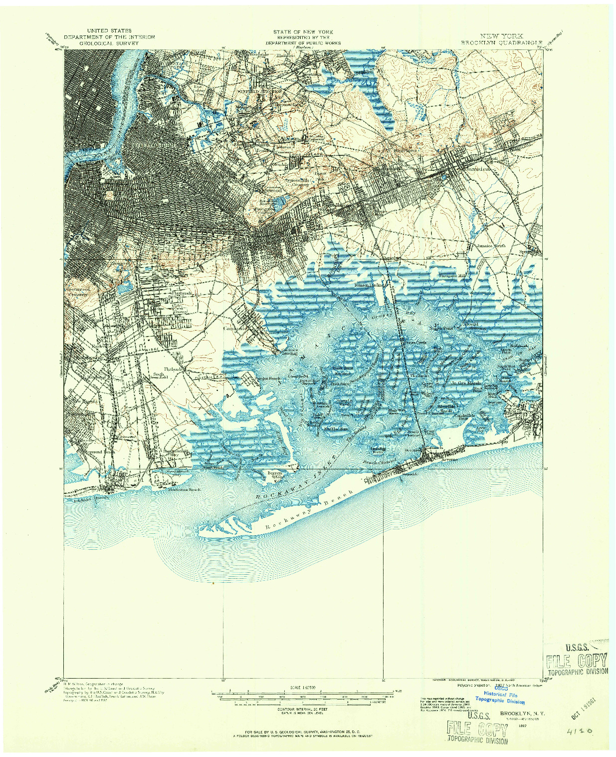 USGS 1:62500-SCALE QUADRANGLE FOR BROOKLYN, NY 1897