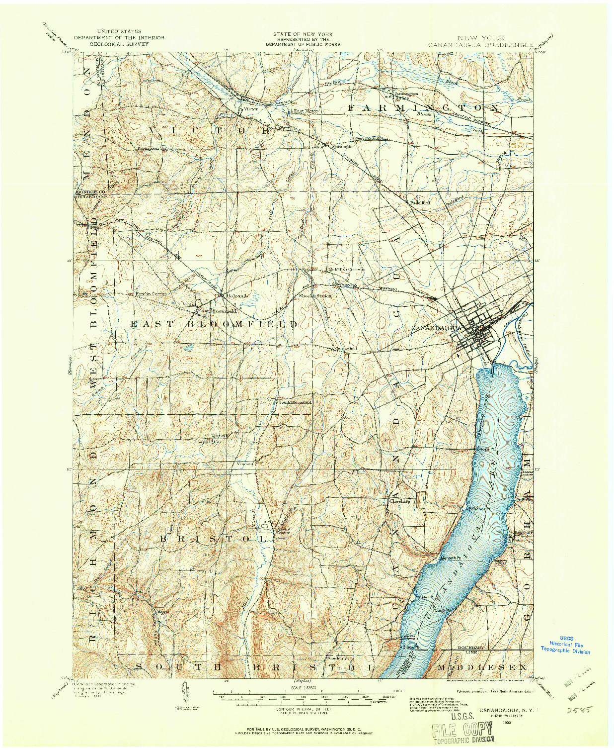 USGS 1:62500-SCALE QUADRANGLE FOR CANANDAIGUA, NY 1900
