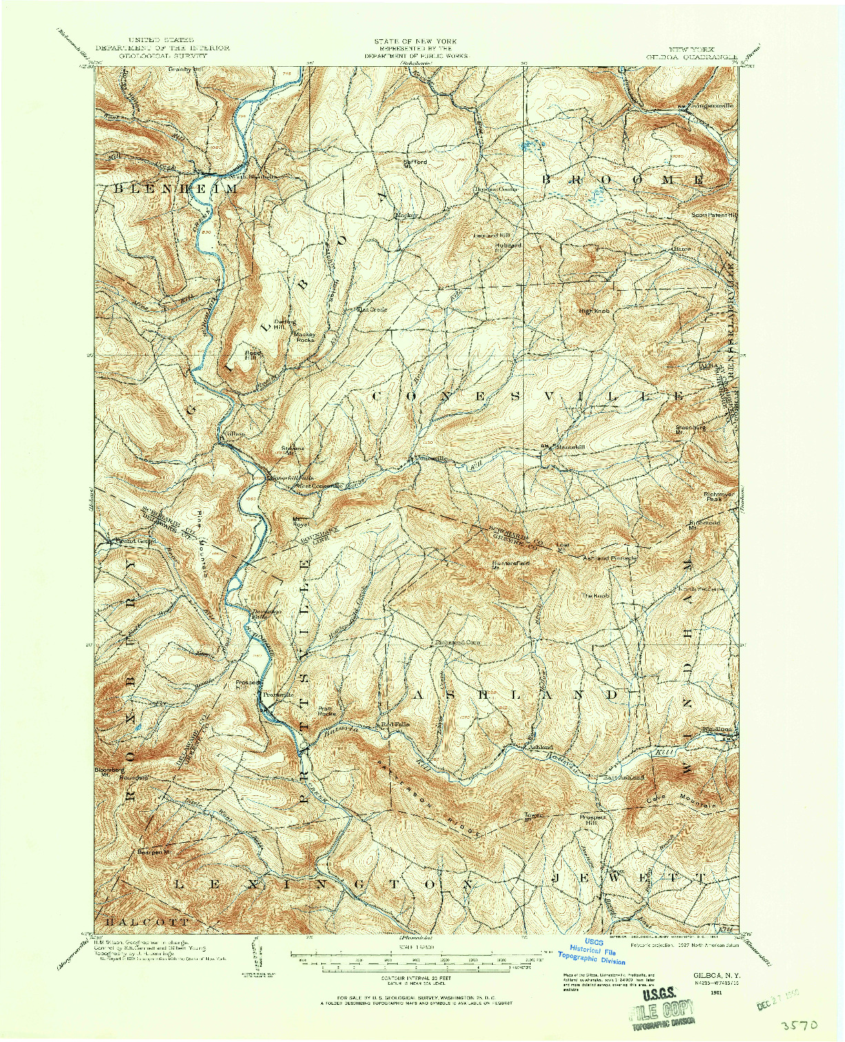 USGS 1:62500-SCALE QUADRANGLE FOR GILBOA, NY 1901