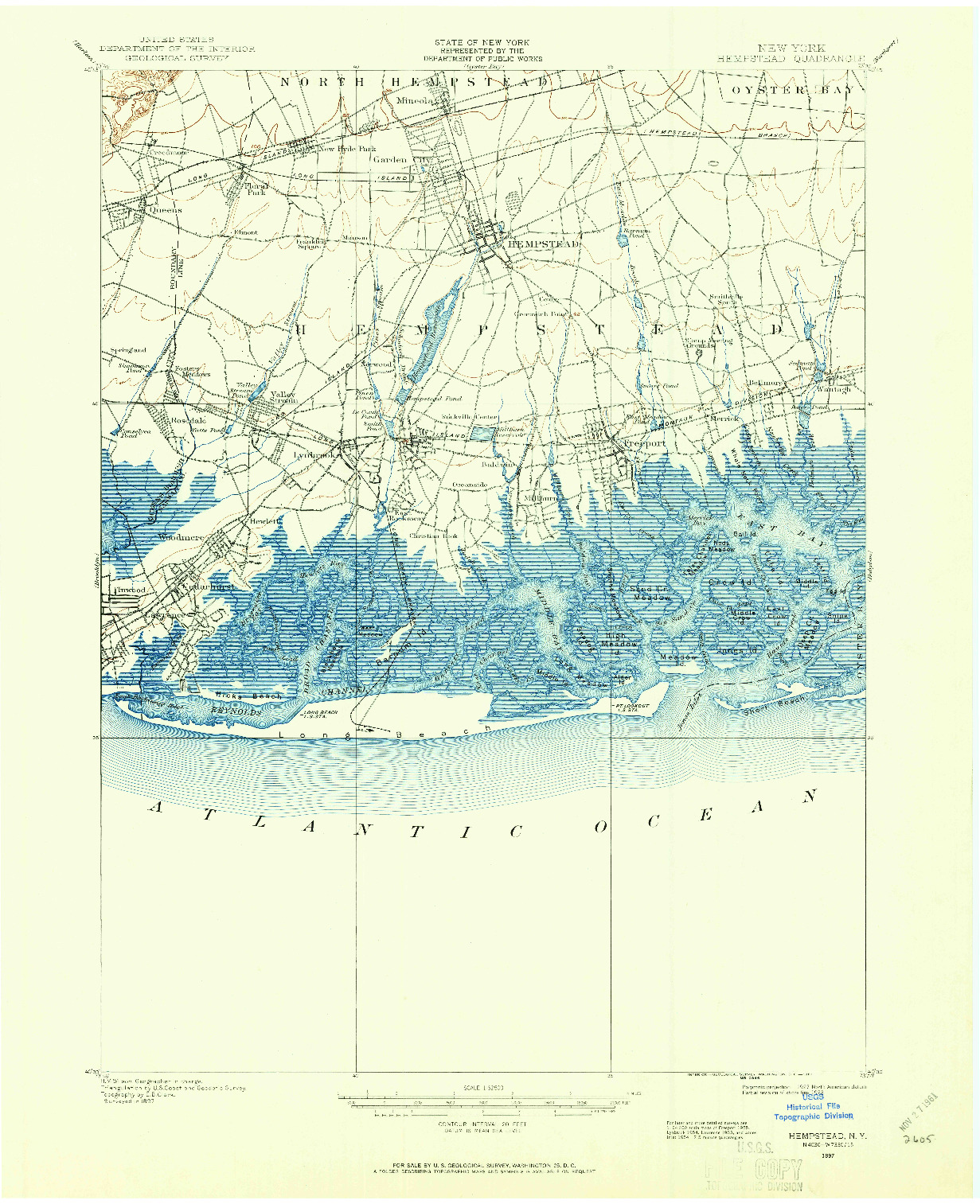 USGS 1:62500-SCALE QUADRANGLE FOR HEMPSTEAD, NY 1897