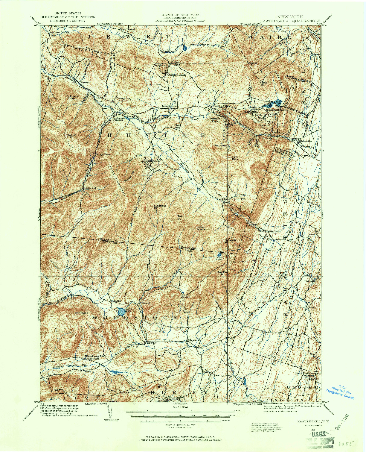 USGS 1:62500-SCALE QUADRANGLE FOR KAATERSKILL, NY 1892