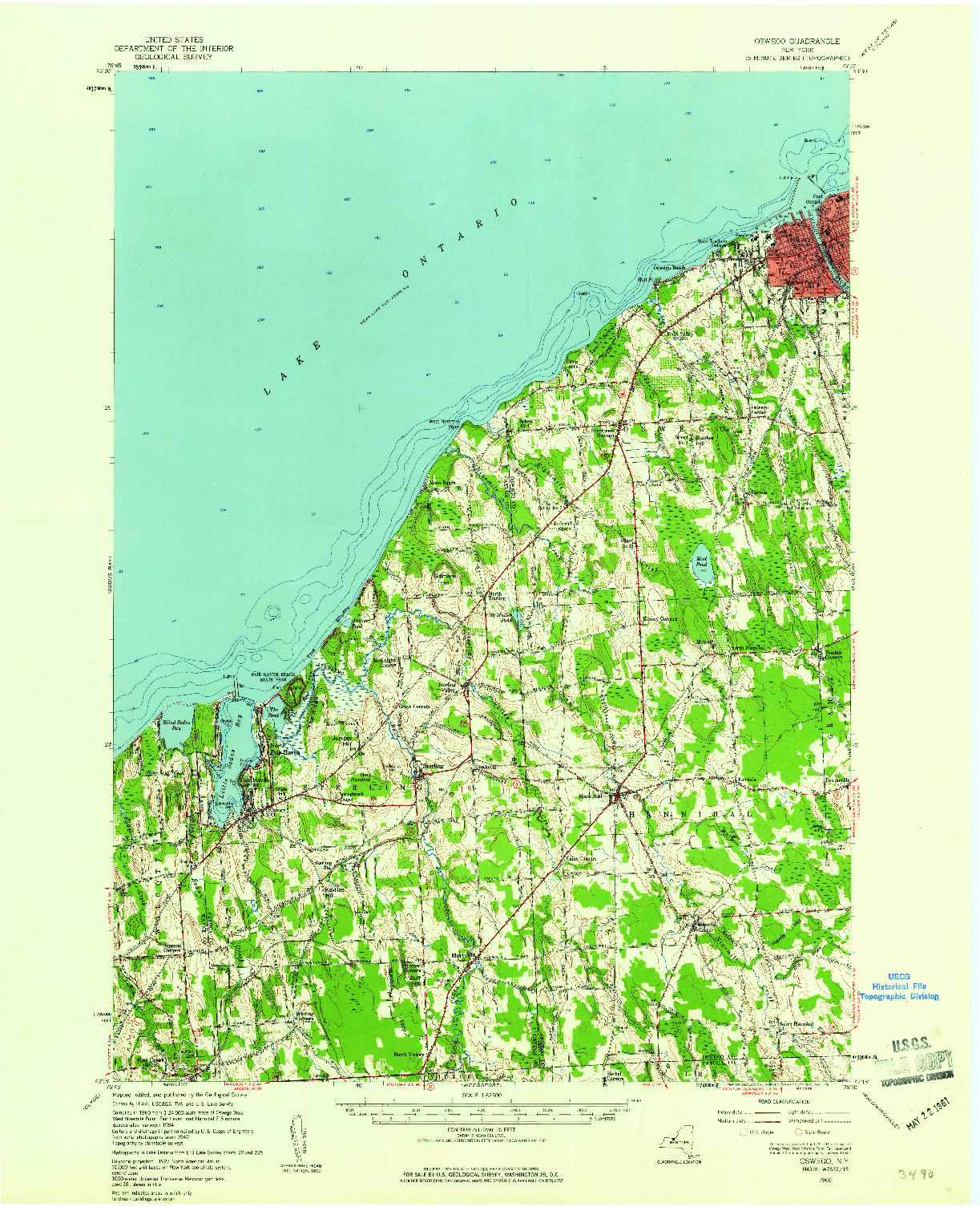 USGS 1:62500-SCALE QUADRANGLE FOR OSWEGO, NY 1960