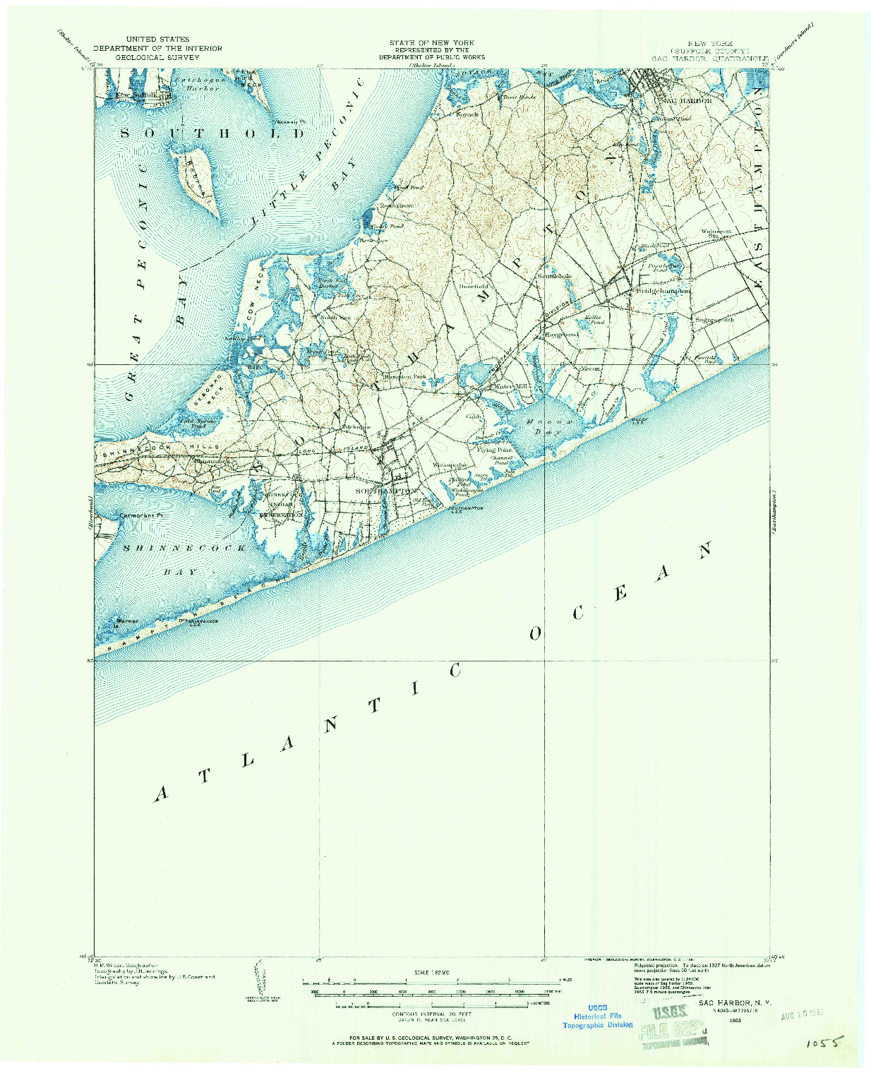 USGS 1:62500-SCALE QUADRANGLE FOR SAG HARBOR, NY 1903