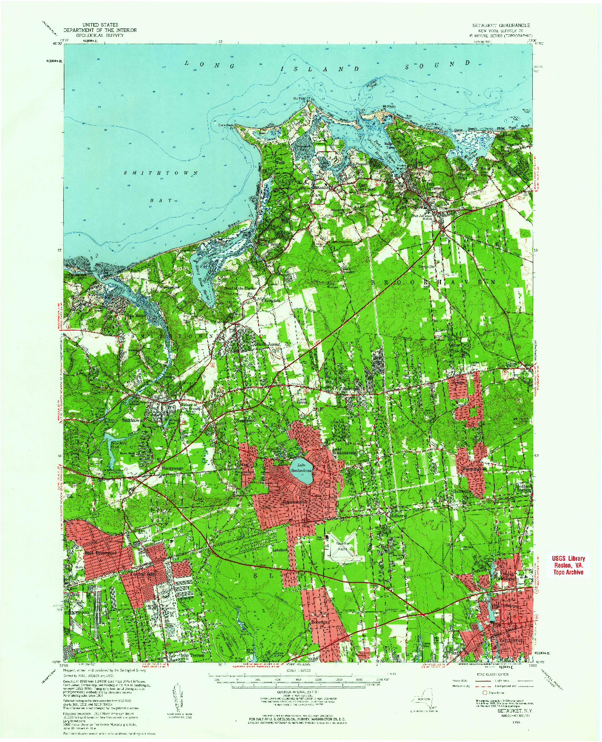 USGS 1:62500-SCALE QUADRANGLE FOR SETAUKET, NY 1956