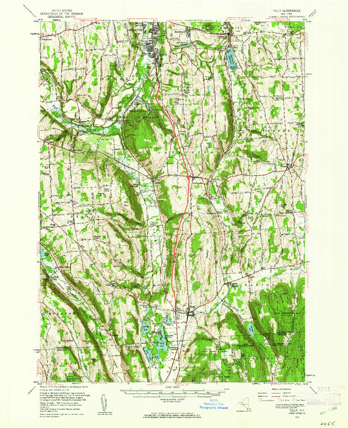 USGS 1:62500-SCALE QUADRANGLE FOR TULLY, NY 1955