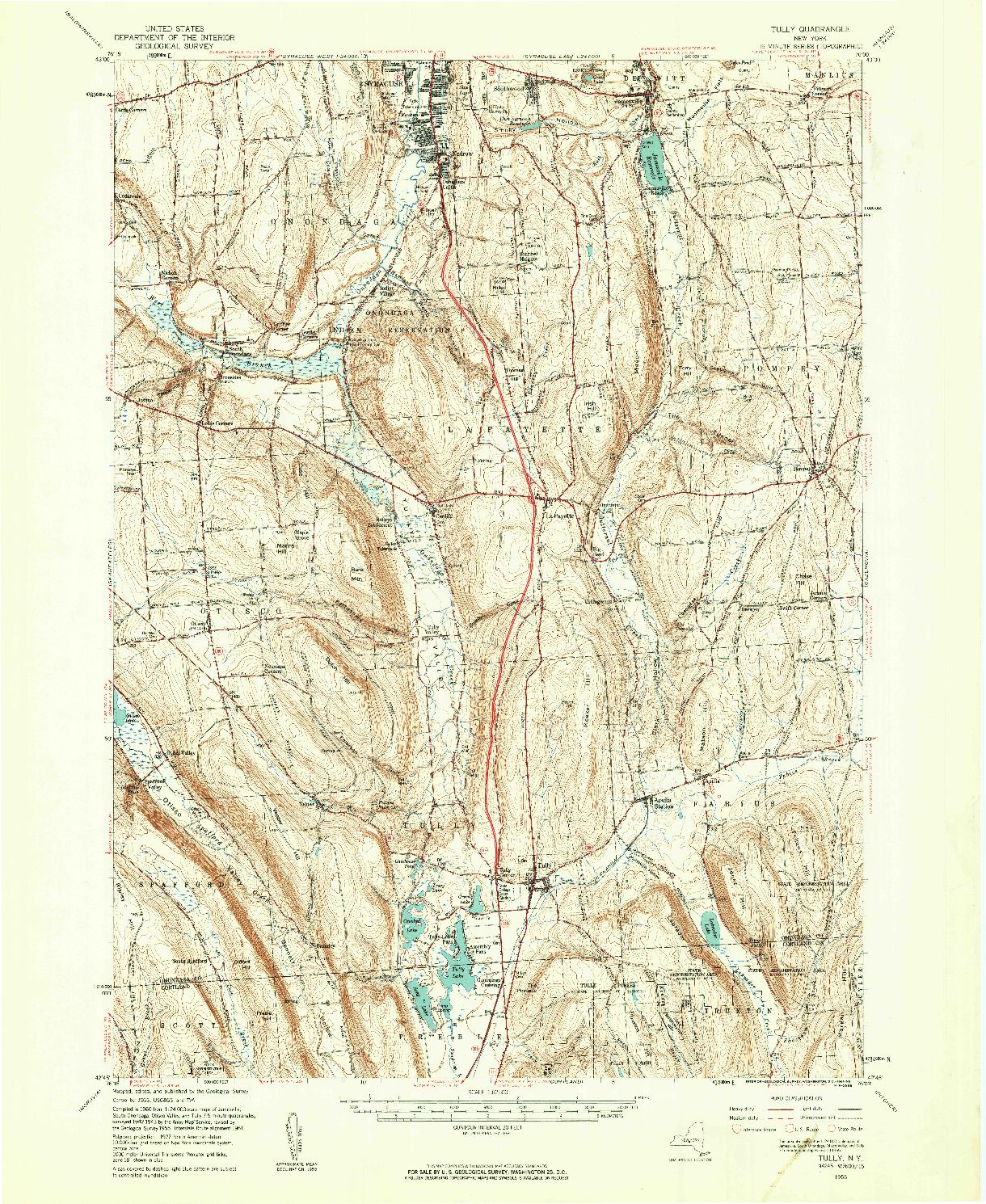 USGS 1:62500-SCALE QUADRANGLE FOR TULLY, NY 1955