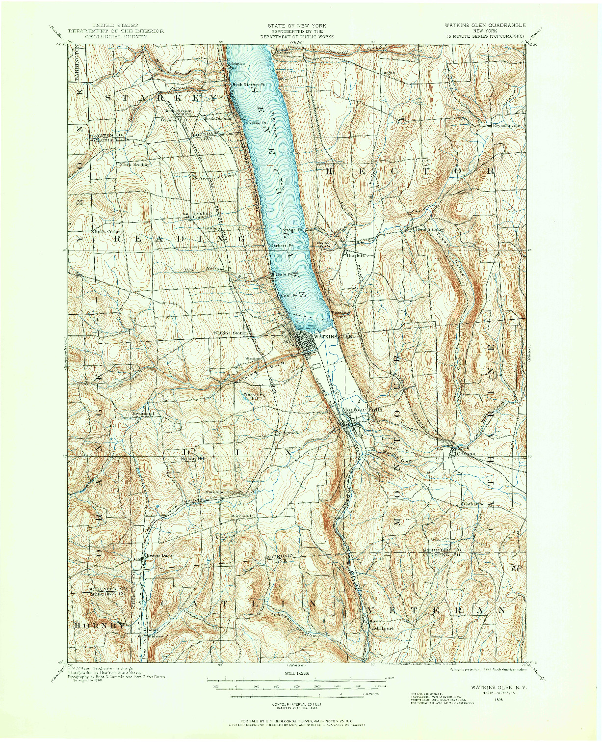 USGS 1:62500-SCALE QUADRANGLE FOR WATKINS GLEN, NY 1898