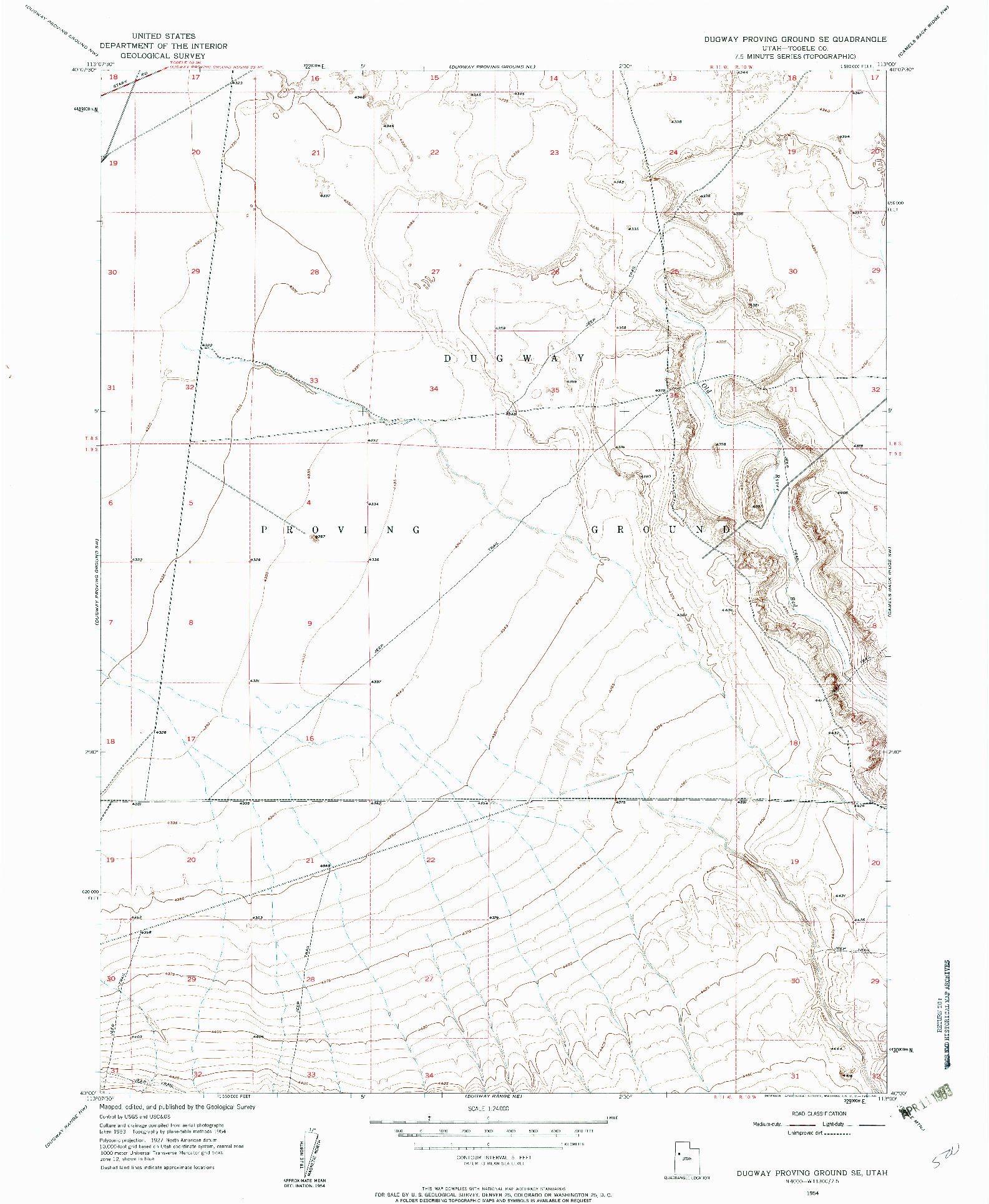 USGS 1:24000-SCALE QUADRANGLE FOR DUGWAY PROVING GROUND SE, UT 1954