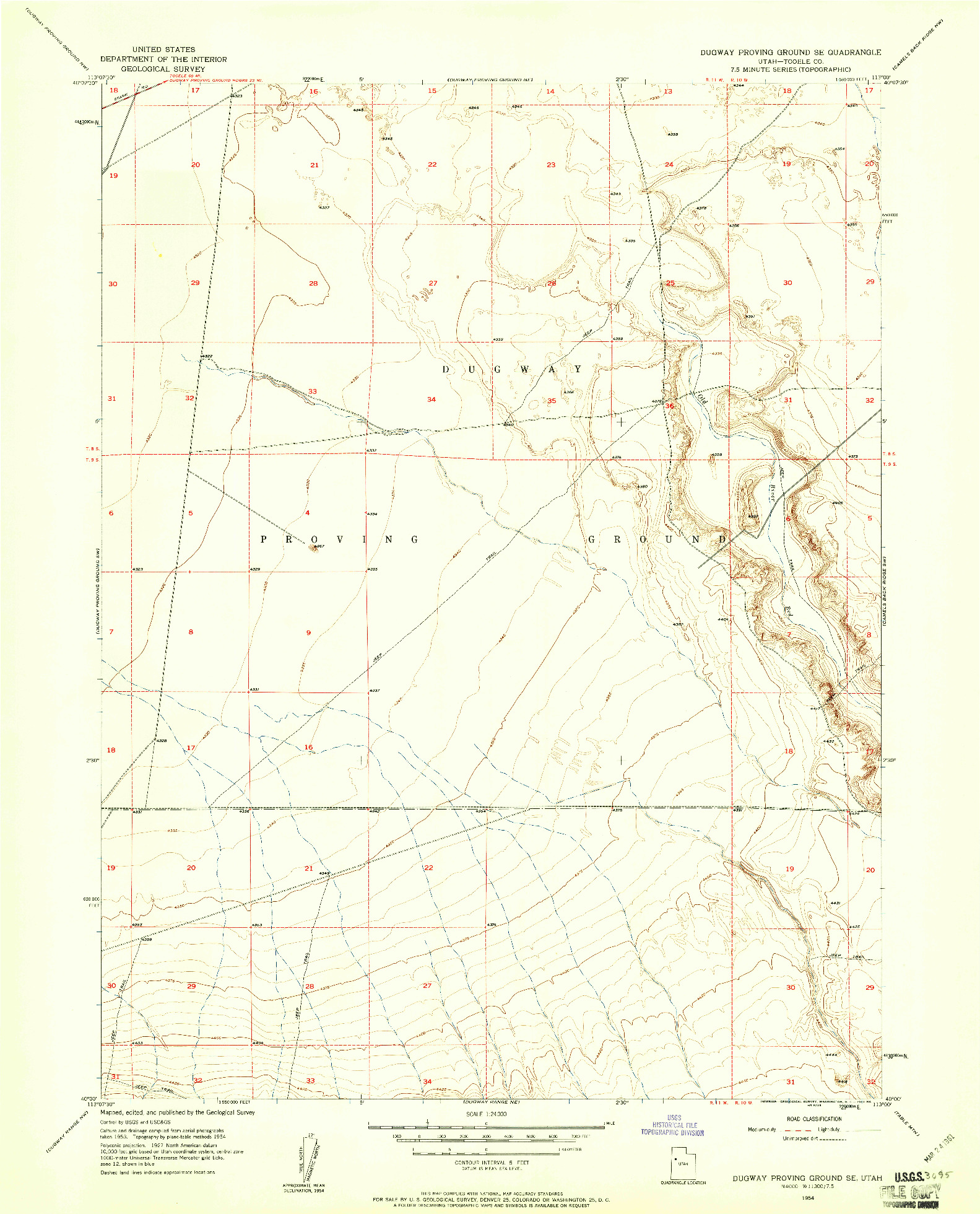 USGS 1:24000-SCALE QUADRANGLE FOR DUGWAY PROVING GROUND SE, UT 1954