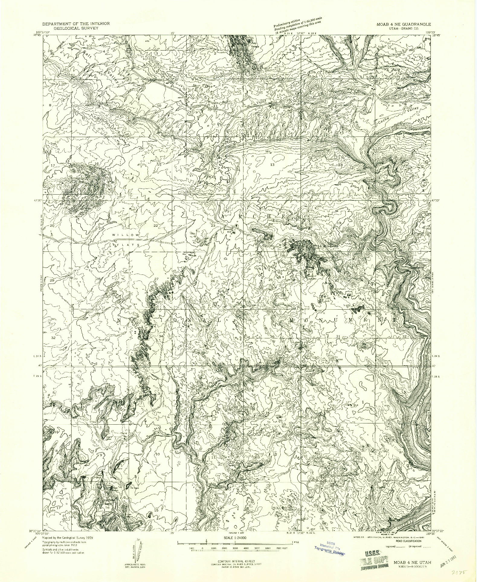 USGS 1:24000-SCALE QUADRANGLE FOR MOAB 4 NE, UT 1959