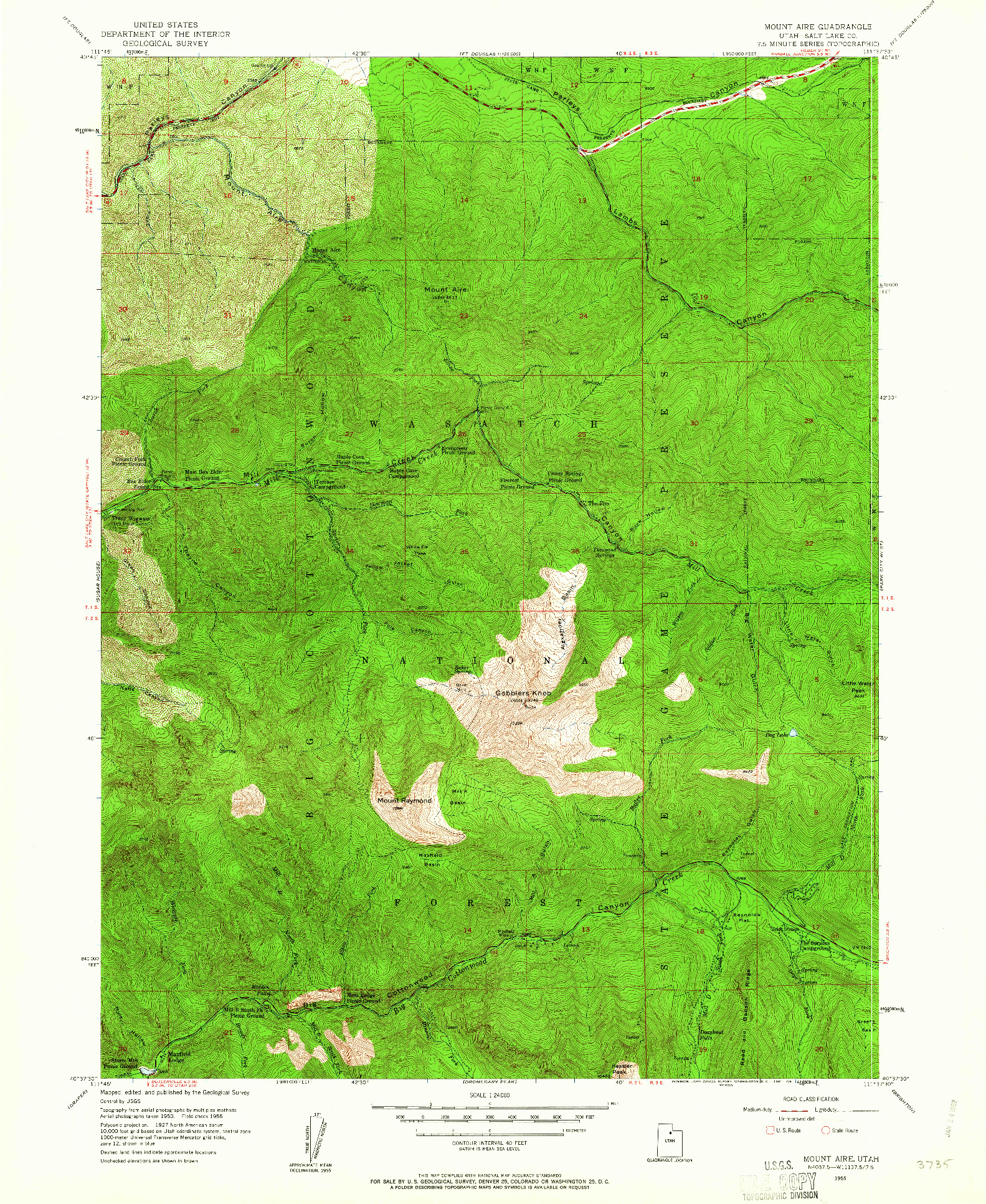 USGS 1:24000-SCALE QUADRANGLE FOR MOUNT AIRE, UT 1955