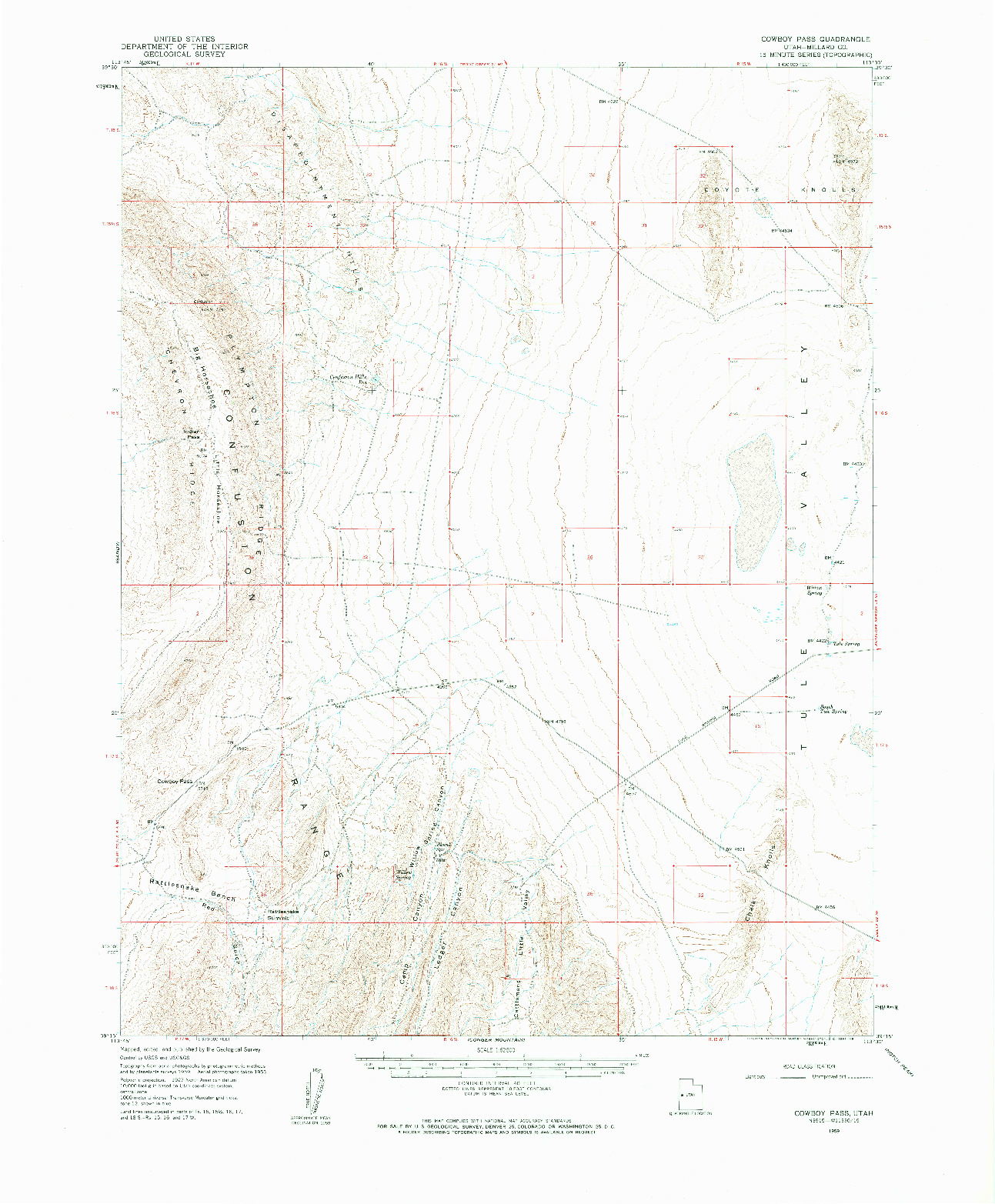 USGS 1:62500-SCALE QUADRANGLE FOR COWBOY PASS, UT 1959