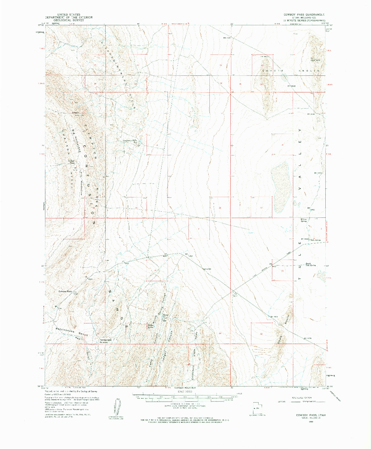 USGS 1:62500-SCALE QUADRANGLE FOR COWBOY PASS, UT 1959