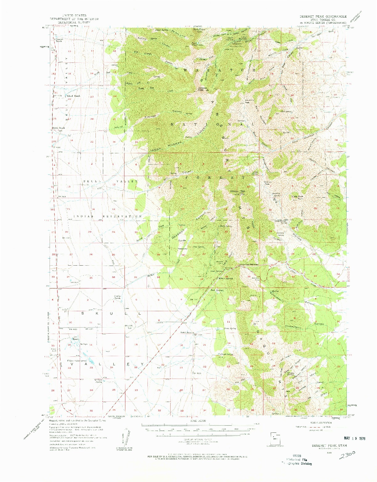 USGS 1:62500-SCALE QUADRANGLE FOR DESERET PEAK, UT 1955