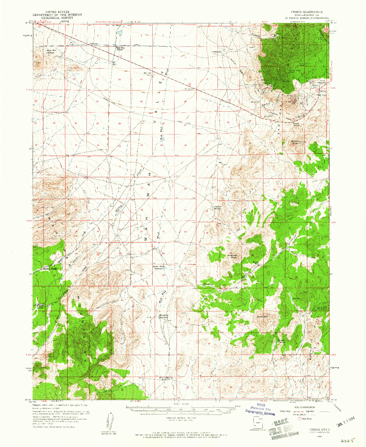 USGS 1:62500-SCALE QUADRANGLE FOR FRISCO, UT 1959