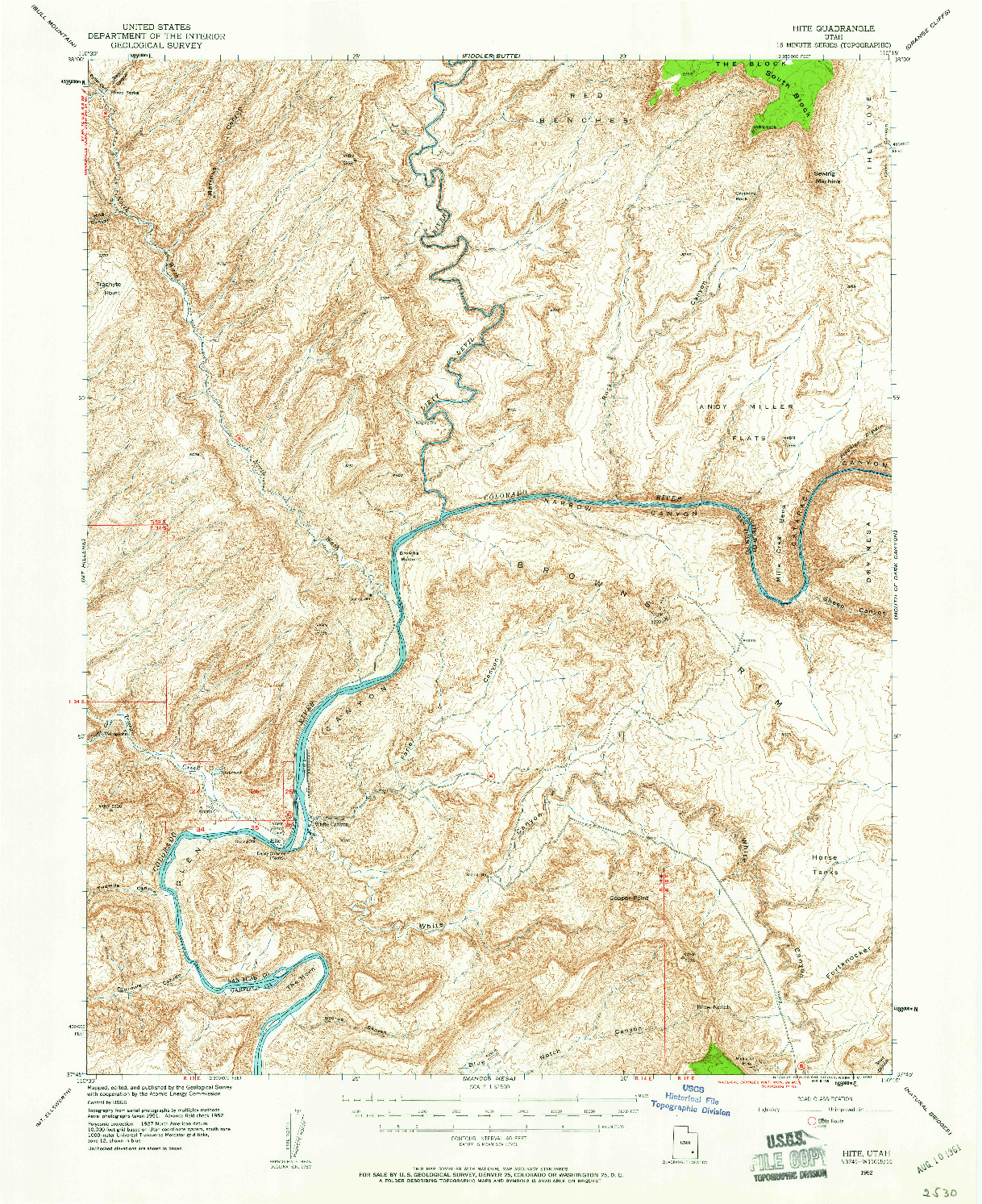 USGS 1:62500-SCALE QUADRANGLE FOR HITE, UT 1952