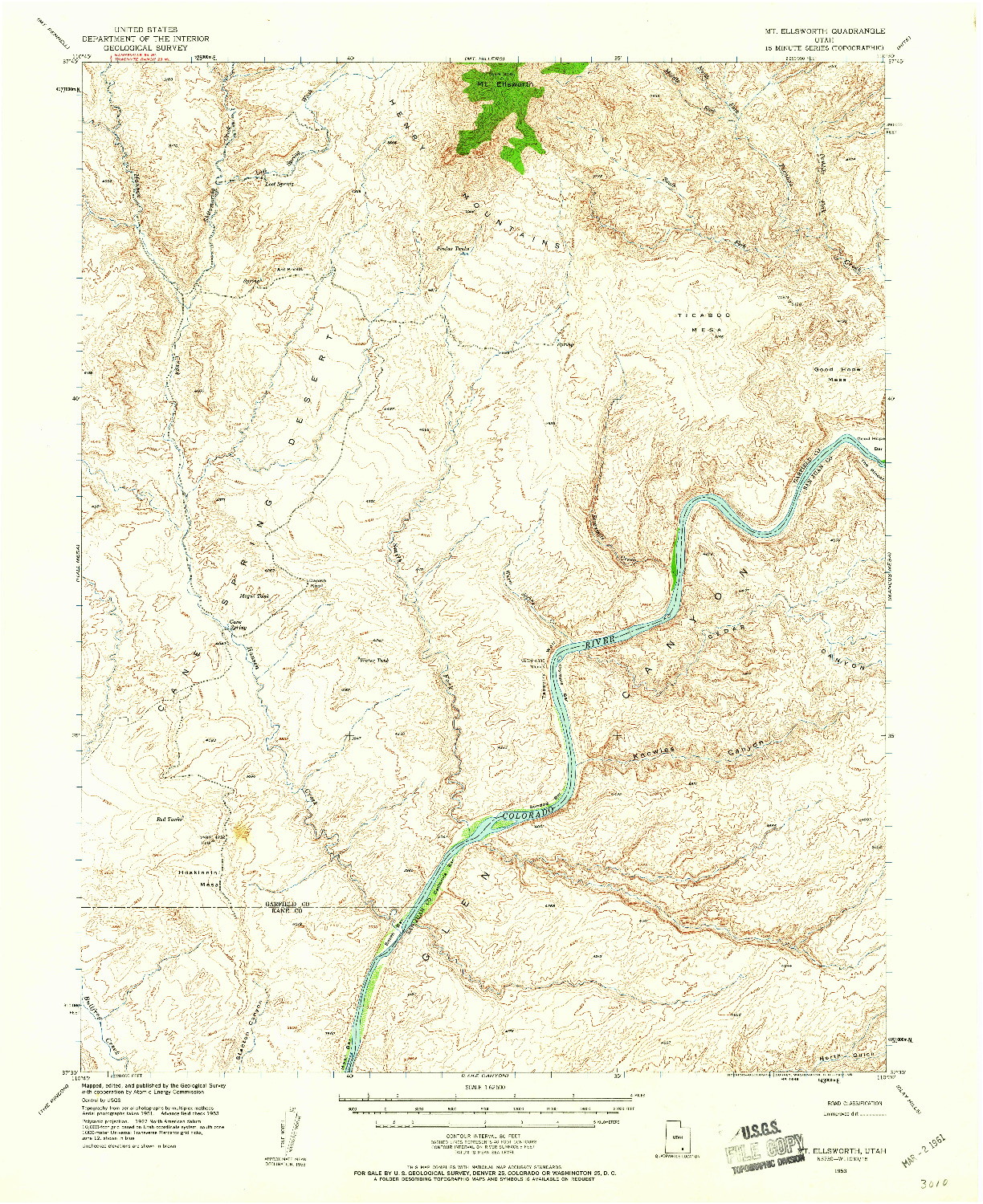 USGS 1:62500-SCALE QUADRANGLE FOR MT. ELLSWORTH, UT 1953