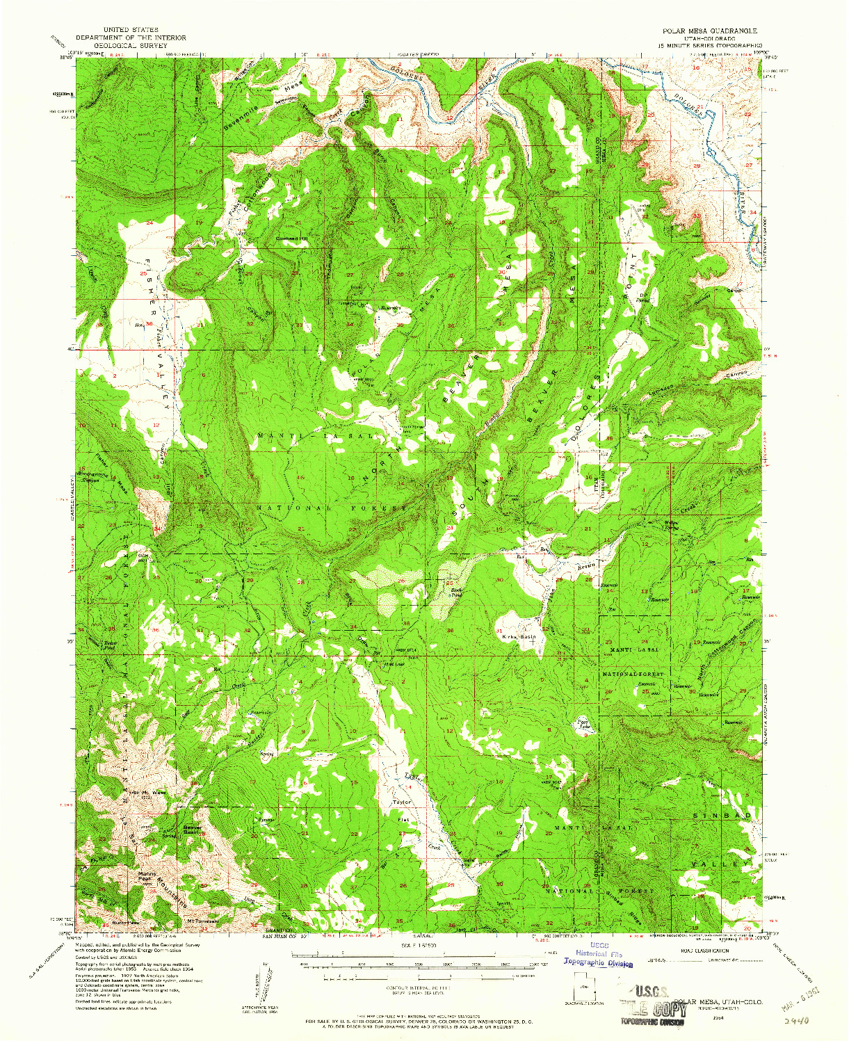 USGS 1:62500-SCALE QUADRANGLE FOR POLAR MESA, UT 1954