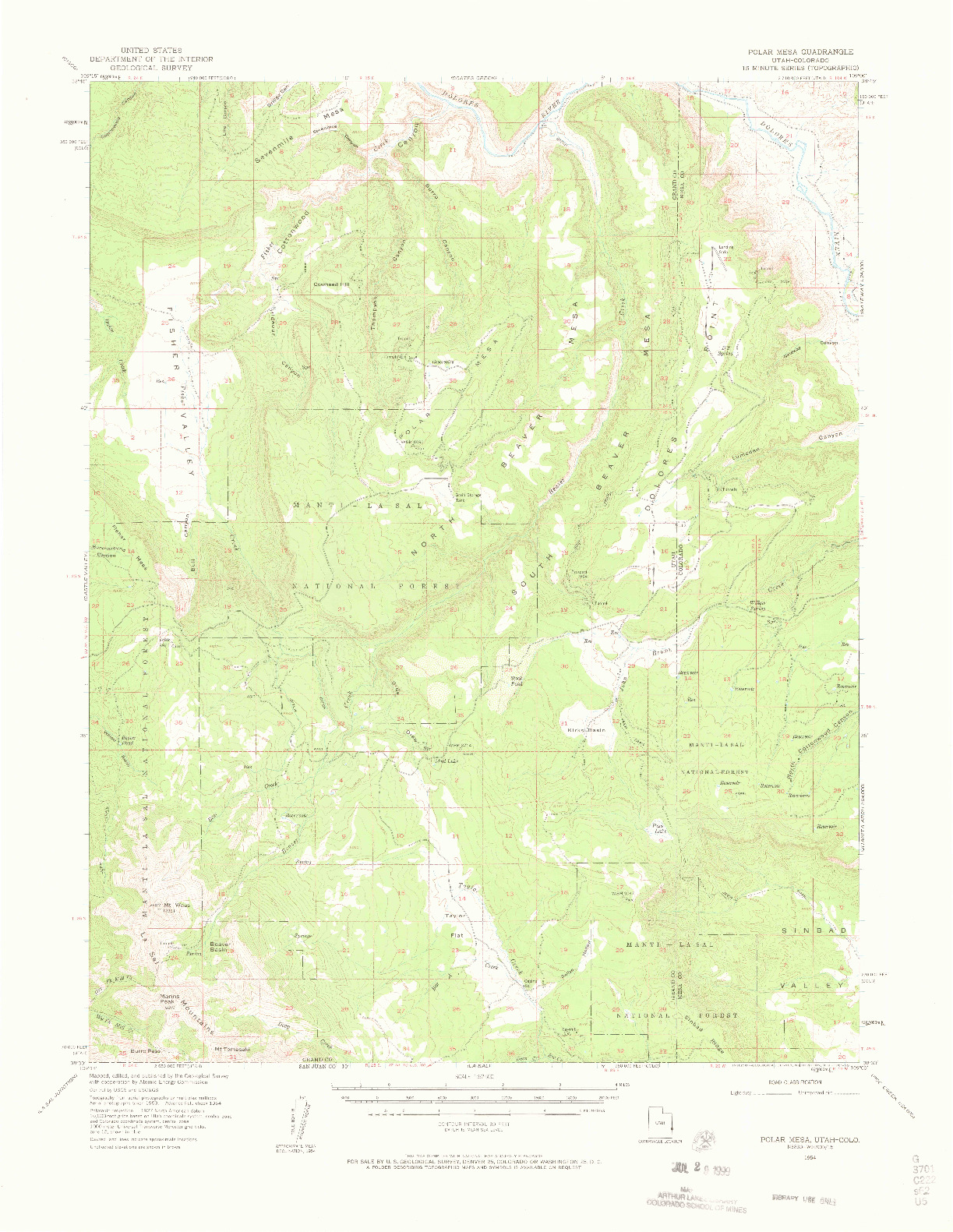 USGS 1:62500-SCALE QUADRANGLE FOR POLAR MESA, UT 1954