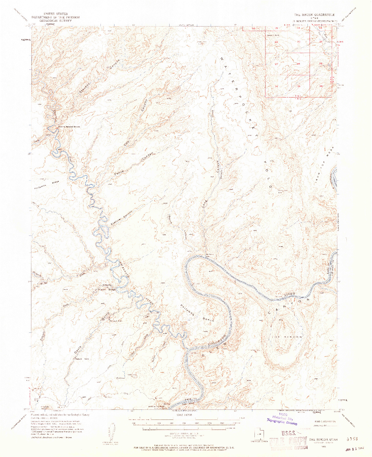 USGS 1:62500-SCALE QUADRANGLE FOR THE RINCON, UT 1953