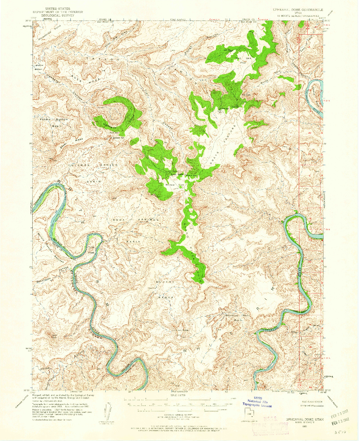 USGS 1:62500-SCALE QUADRANGLE FOR UPHEAVAL DOME, UT 1951