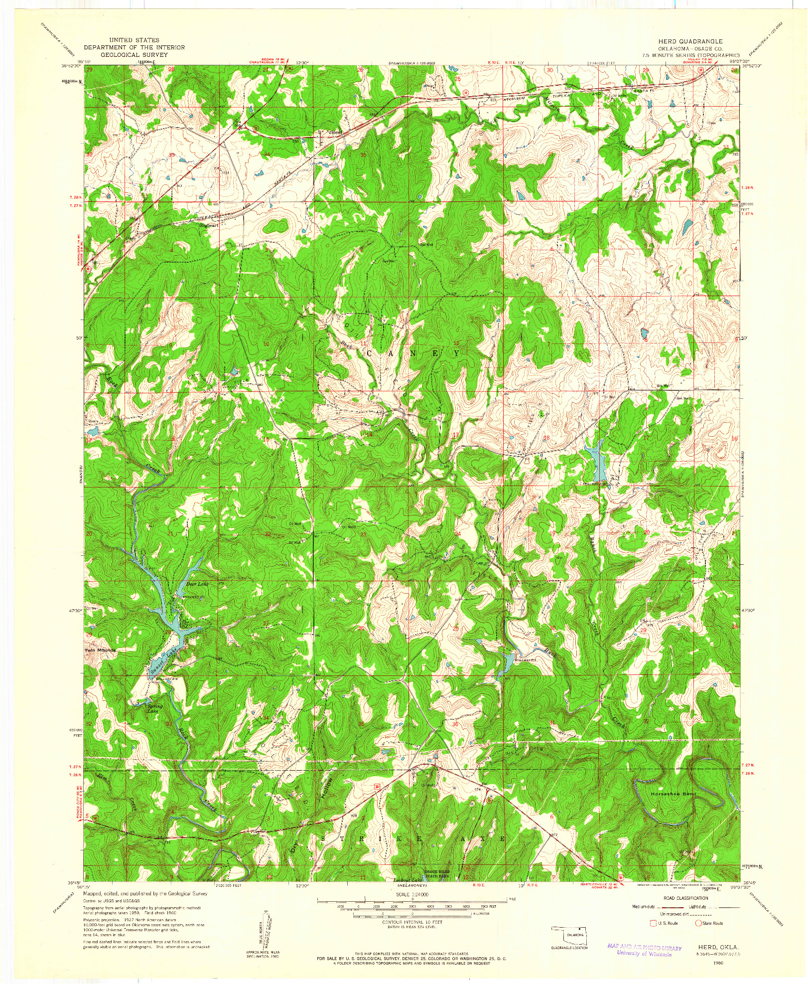 USGS 1:24000-SCALE QUADRANGLE FOR HERD, OK 1960
