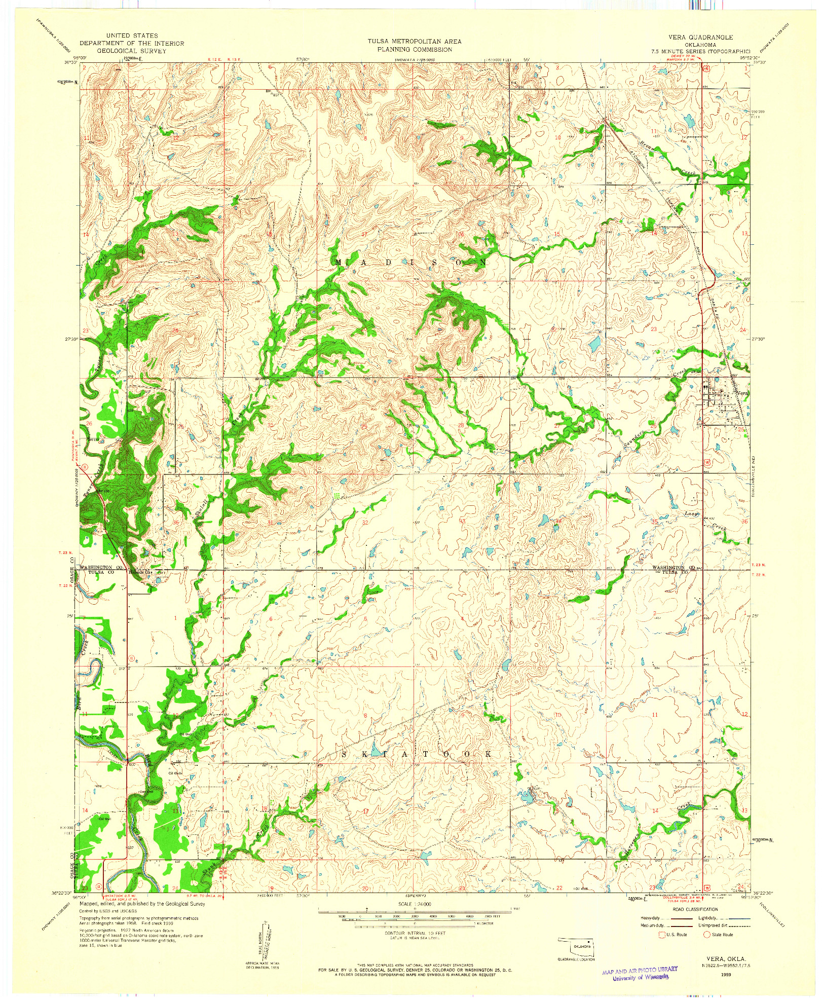 USGS 1:24000-SCALE QUADRANGLE FOR VERA, OK 1959