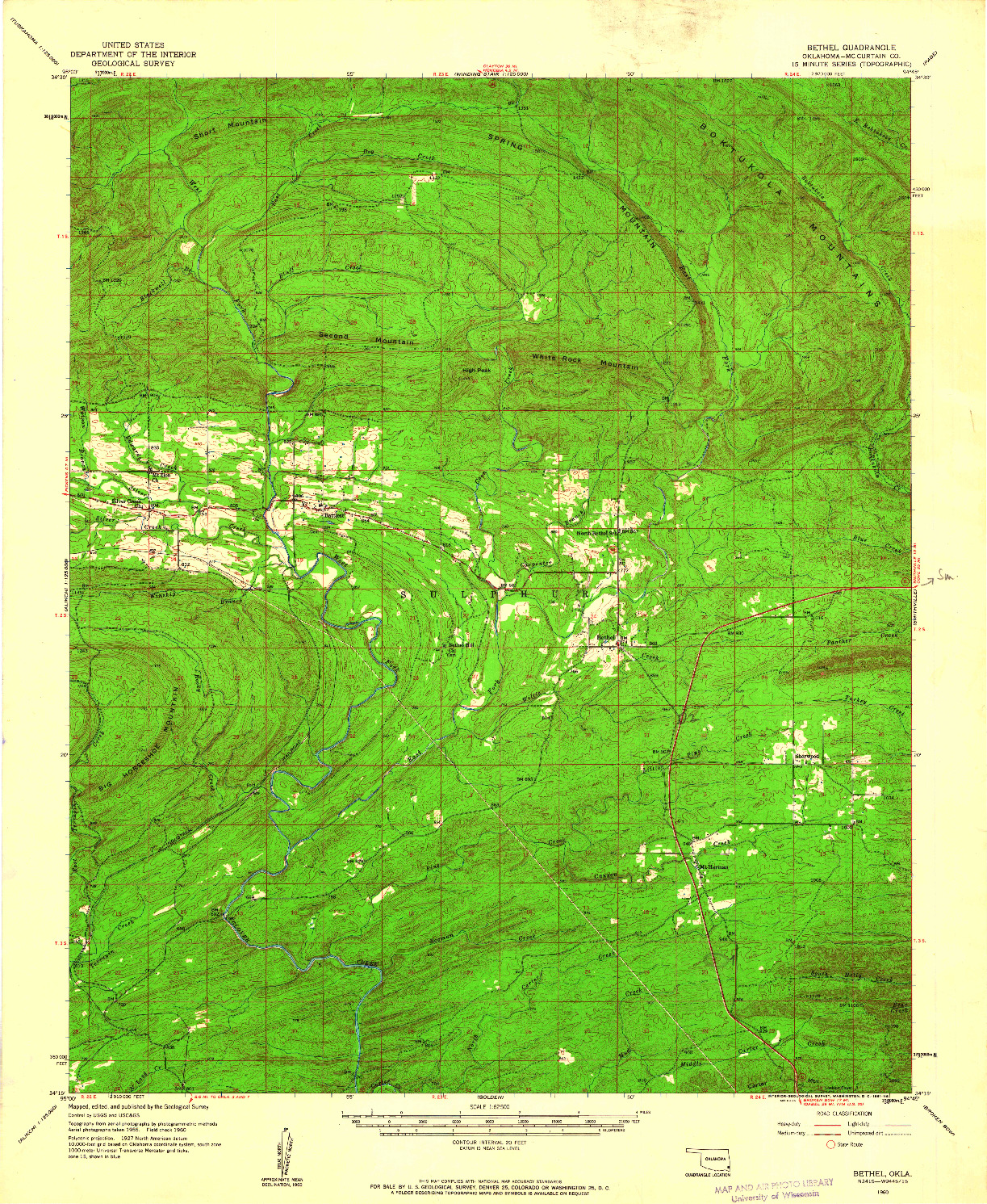 USGS 1:62500-SCALE QUADRANGLE FOR BETHEL, OK 1960