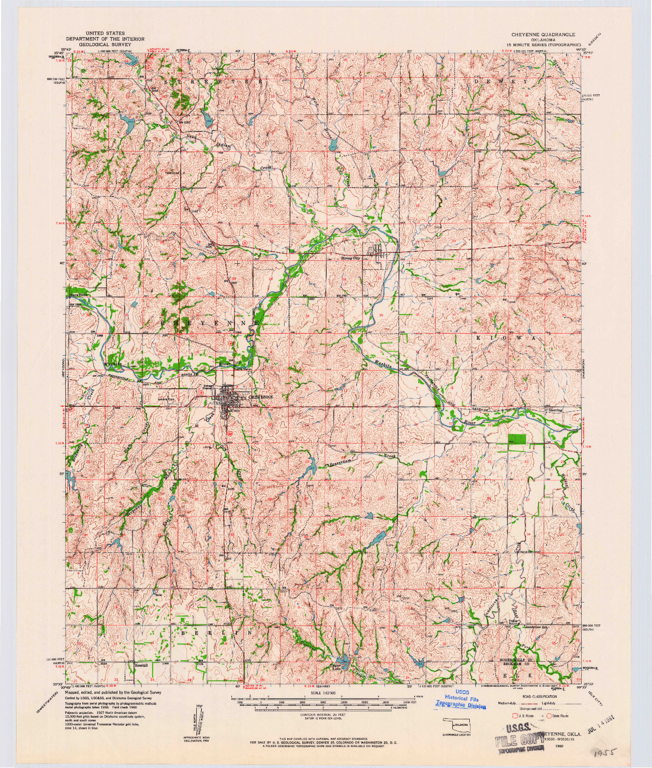 USGS 1:62500-SCALE QUADRANGLE FOR CHEYENNE, OK 1960