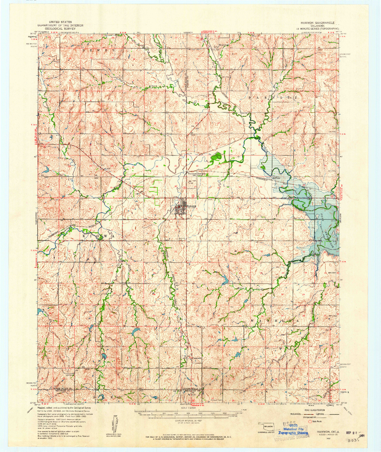 USGS 1:62500-SCALE QUADRANGLE FOR HAMMON, OK 1960