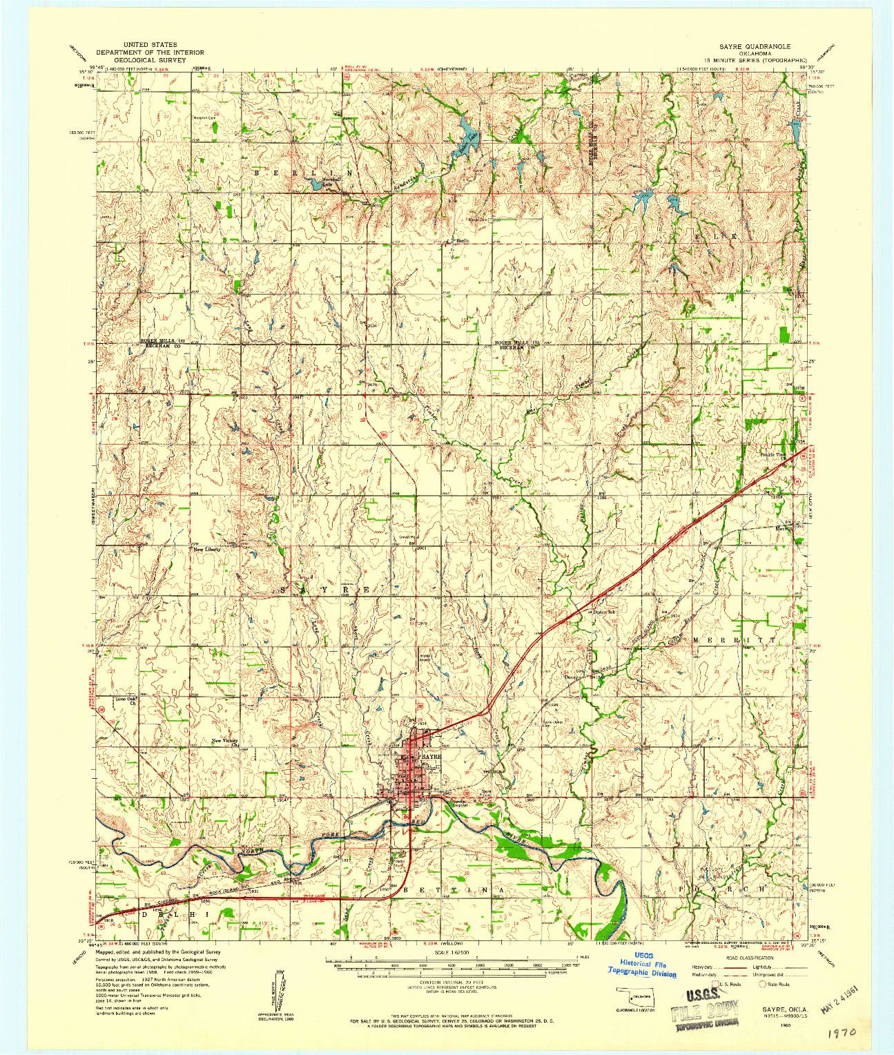 USGS 1:62500-SCALE QUADRANGLE FOR SAYRE, OK 1960