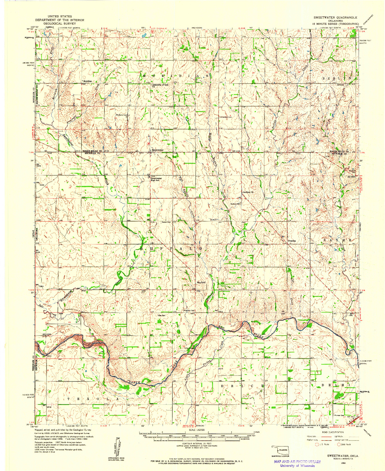 USGS 1:62500-SCALE QUADRANGLE FOR SWEETWATER, OK 1960