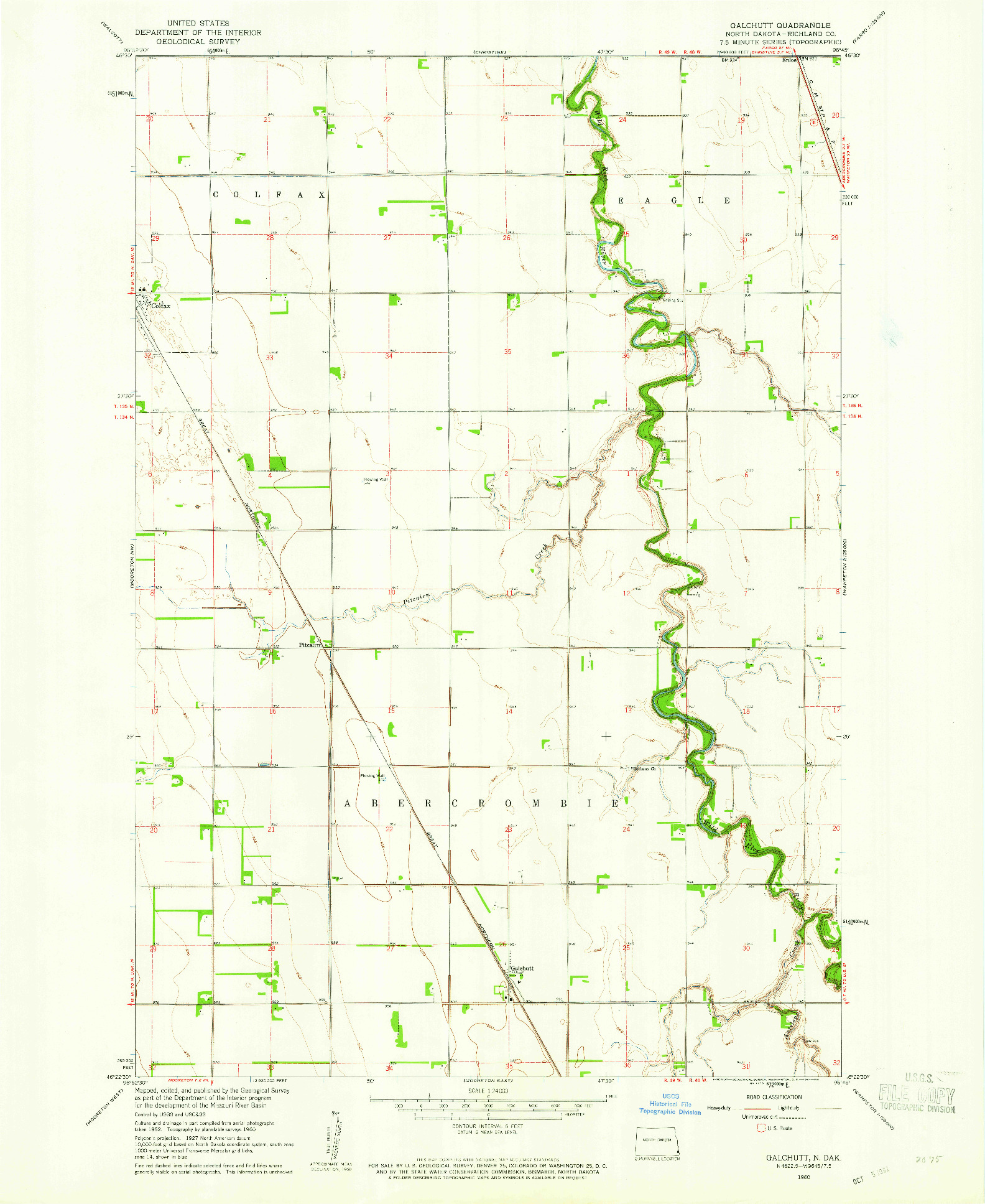 USGS 1:24000-SCALE QUADRANGLE FOR GALCHUTT, ND 1960