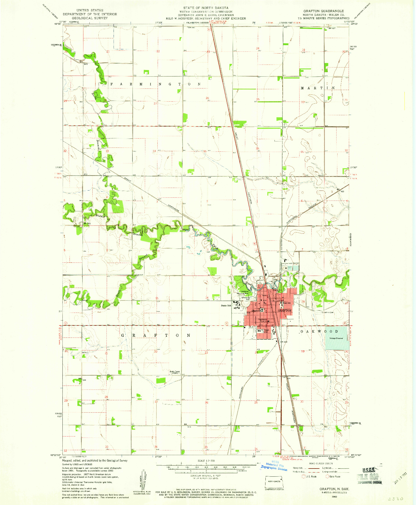 USGS 1:24000-SCALE QUADRANGLE FOR GRAFTON, ND 1960