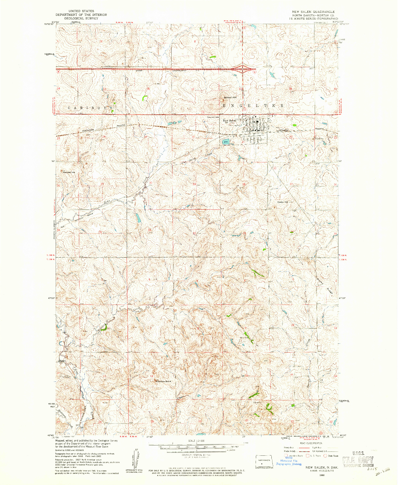USGS 1:24000-SCALE QUADRANGLE FOR NEW SALEM, ND 1960