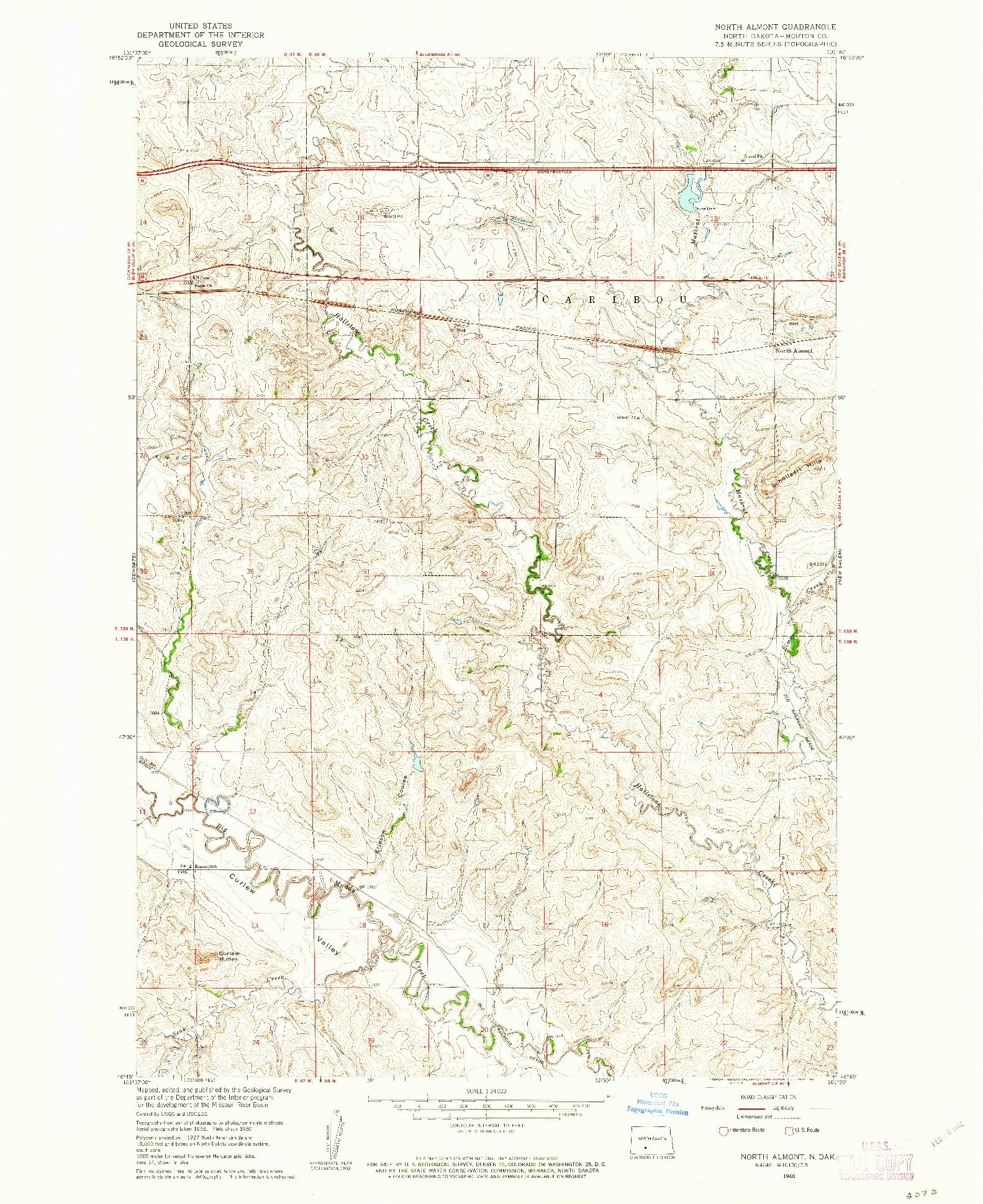 USGS 1:24000-SCALE QUADRANGLE FOR NORTH ALMONT, ND 1960