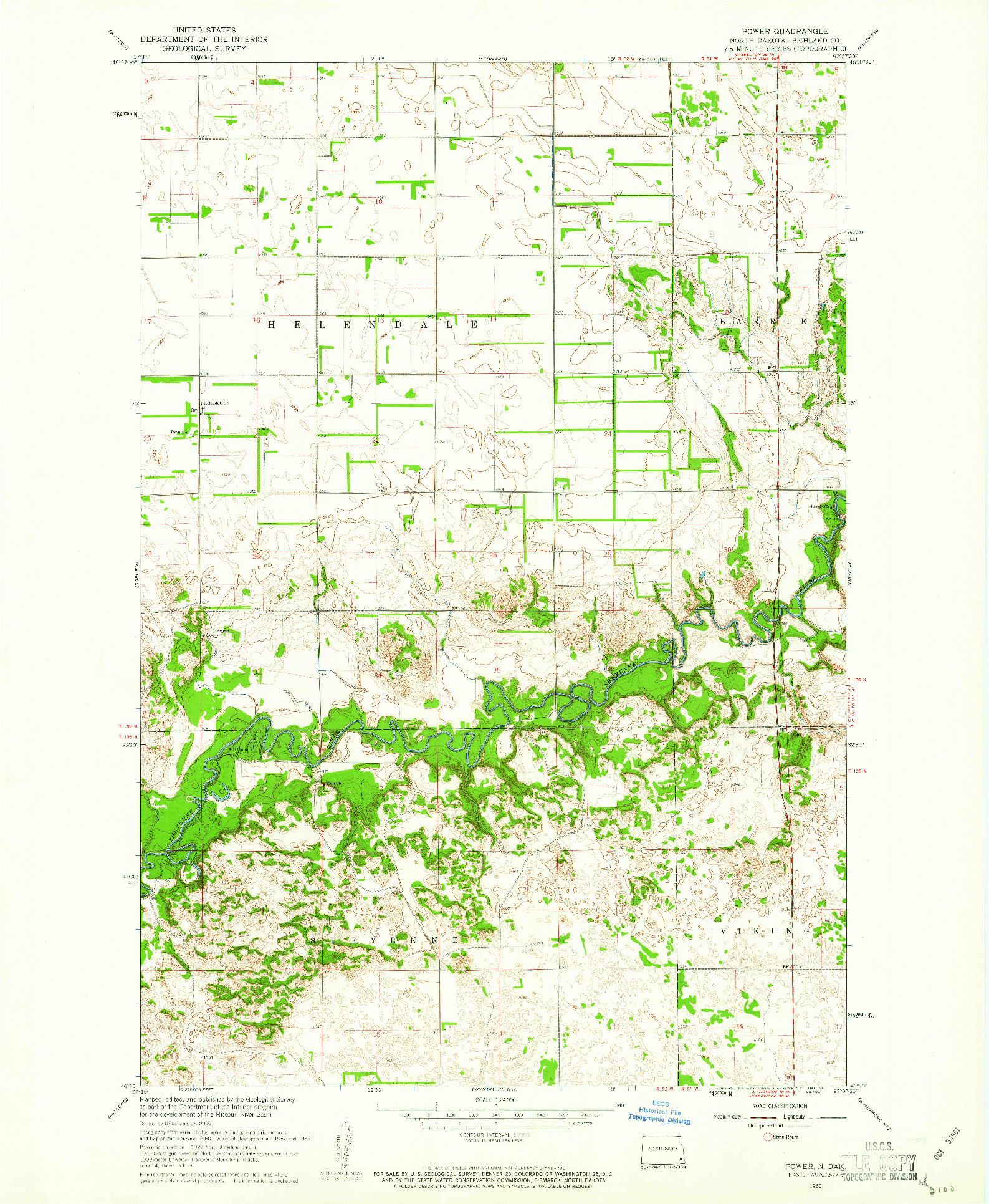 USGS 1:24000-SCALE QUADRANGLE FOR POWER, ND 1960