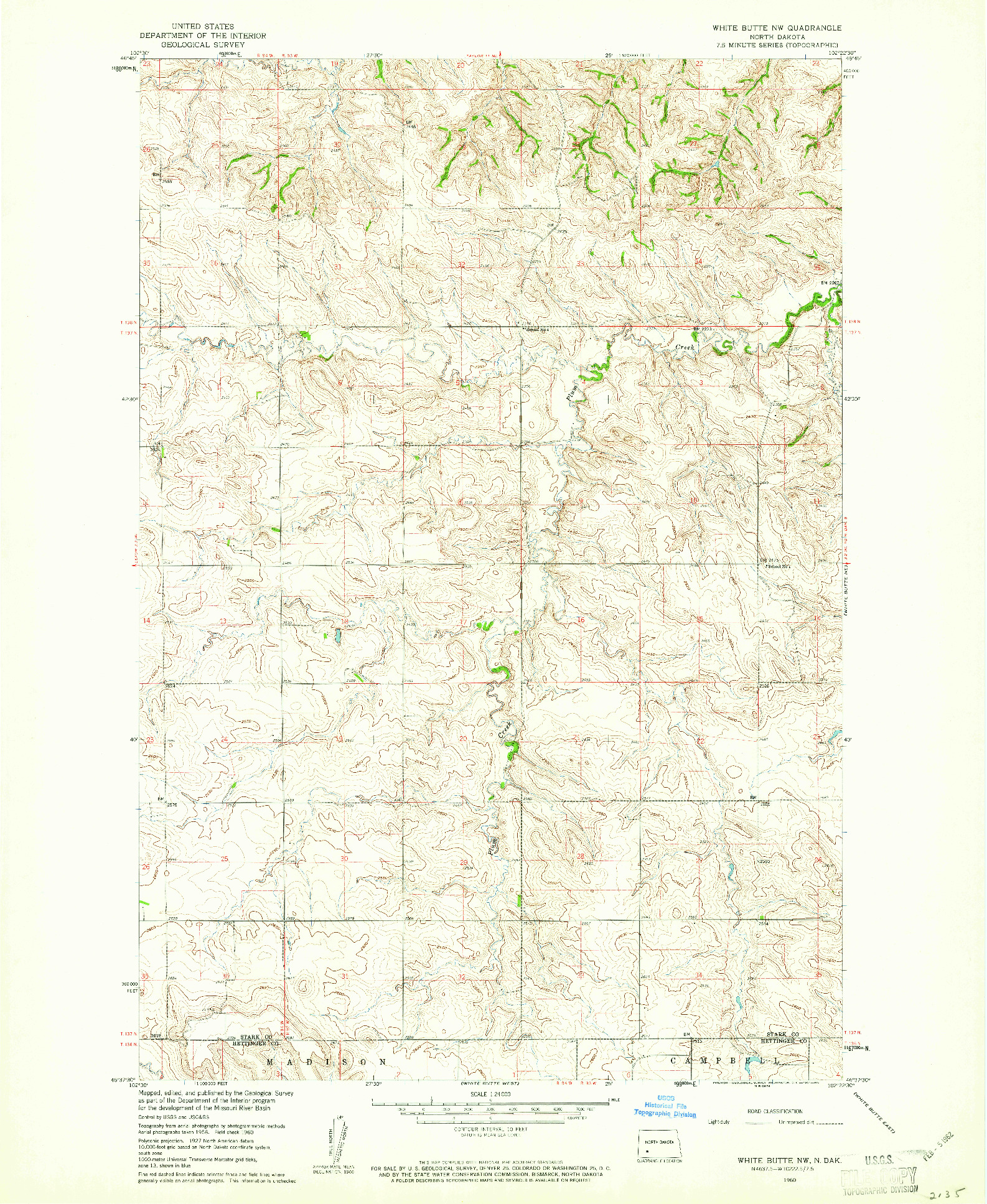 USGS 1:24000-SCALE QUADRANGLE FOR WHITE BUTTE NW, ND 1960