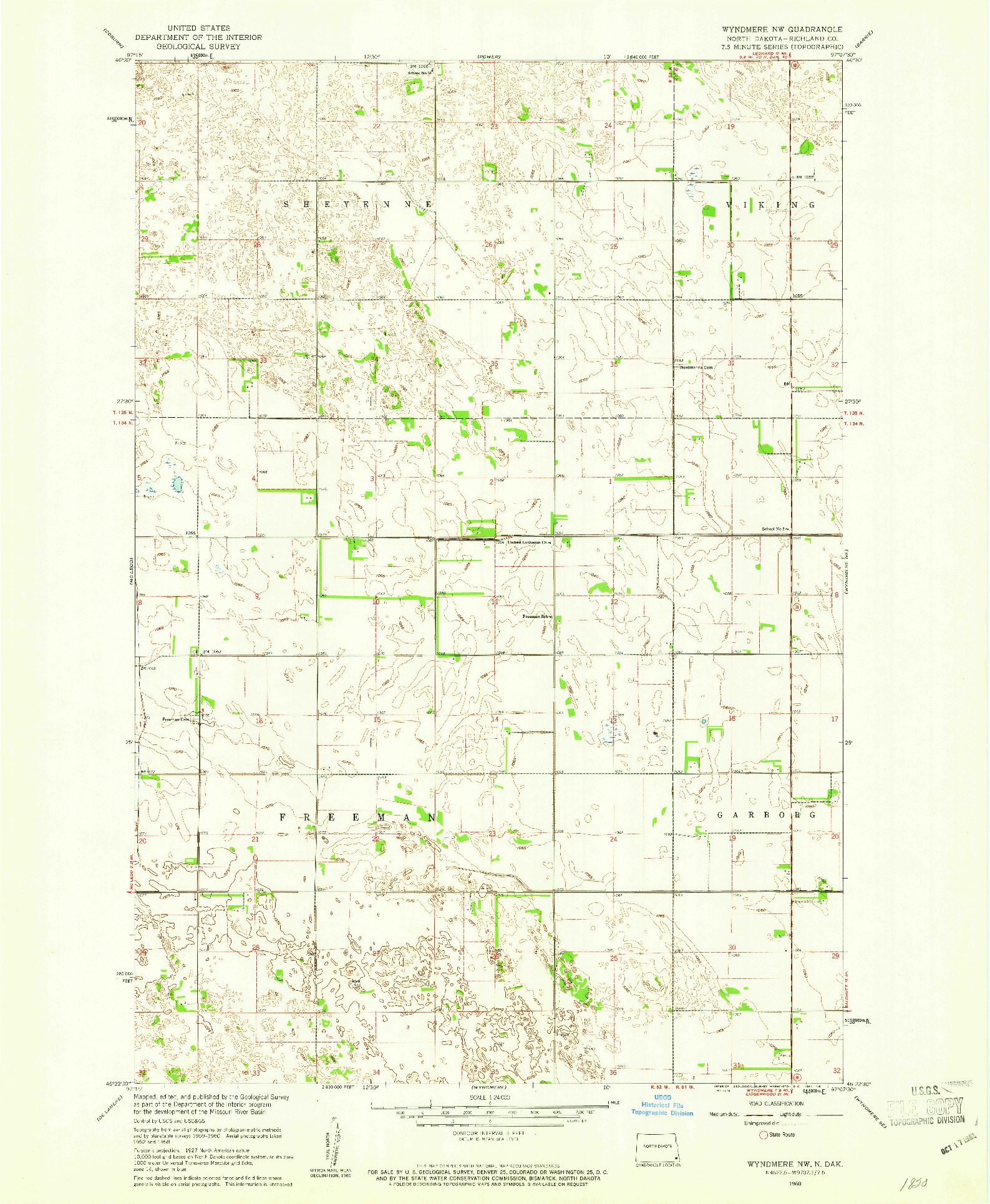 USGS 1:24000-SCALE QUADRANGLE FOR WYNDMERE NW, ND 1960
