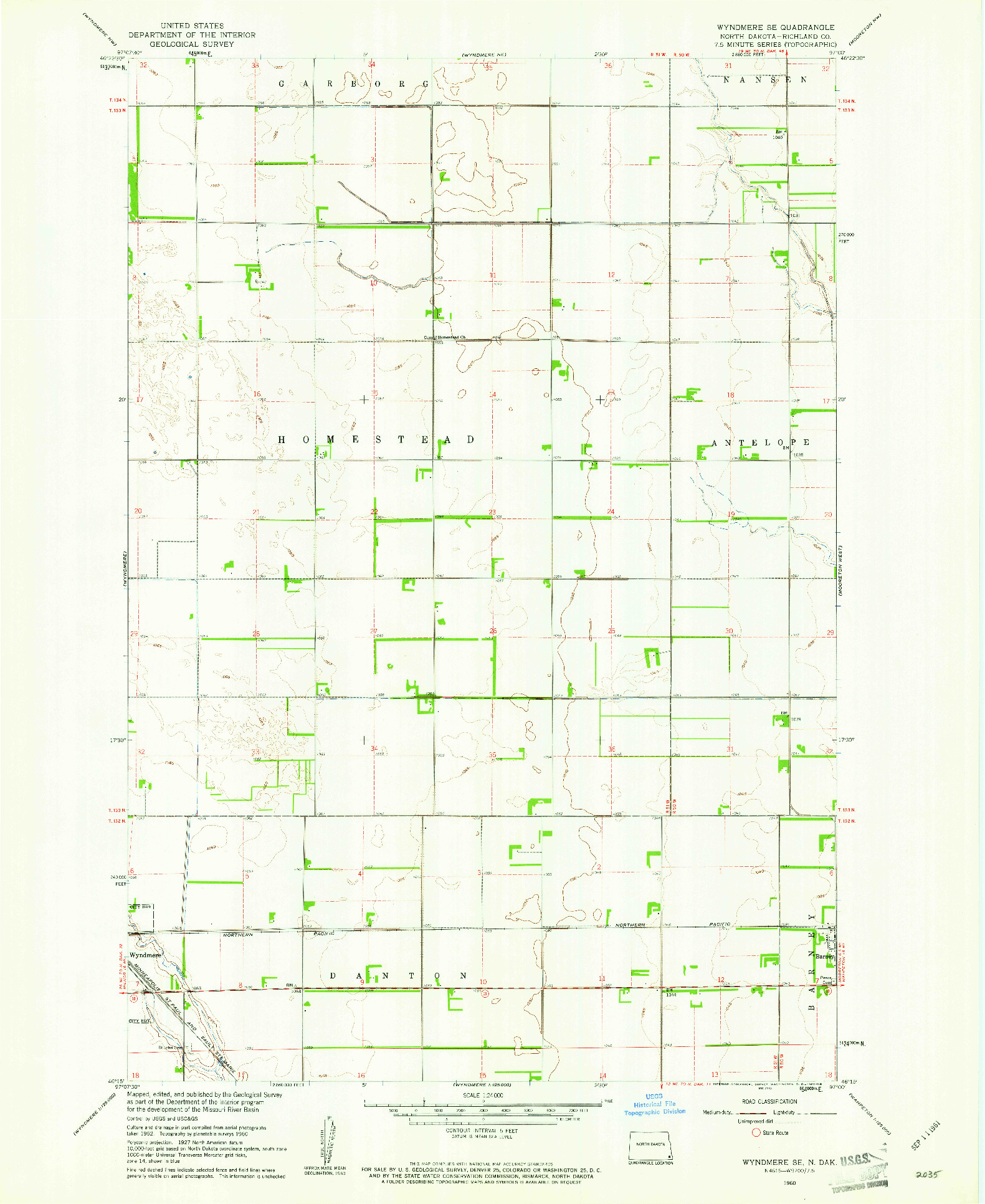 USGS 1:24000-SCALE QUADRANGLE FOR WYNDMERE SE, ND 1960