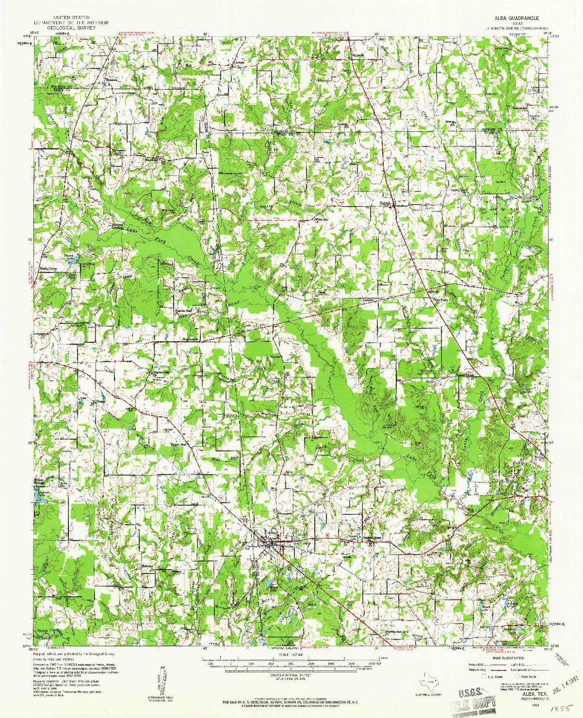 USGS 1:62500-SCALE QUADRANGLE FOR ALBA, TX 1959