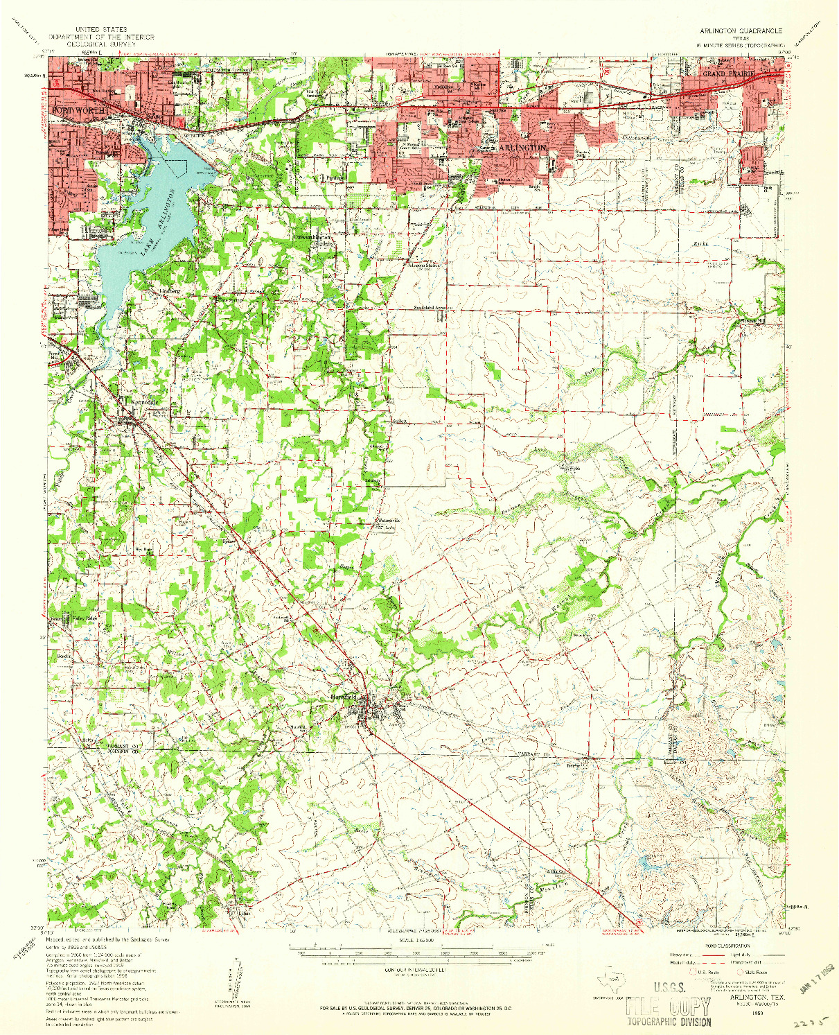 USGS 1:62500-SCALE QUADRANGLE FOR ARLINGTON, TX 1959
