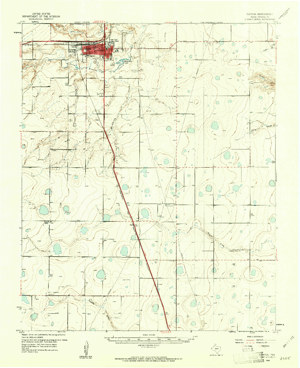 USGS 1:62500-SCALE QUADRANGLE FOR CANYON, TX 1960