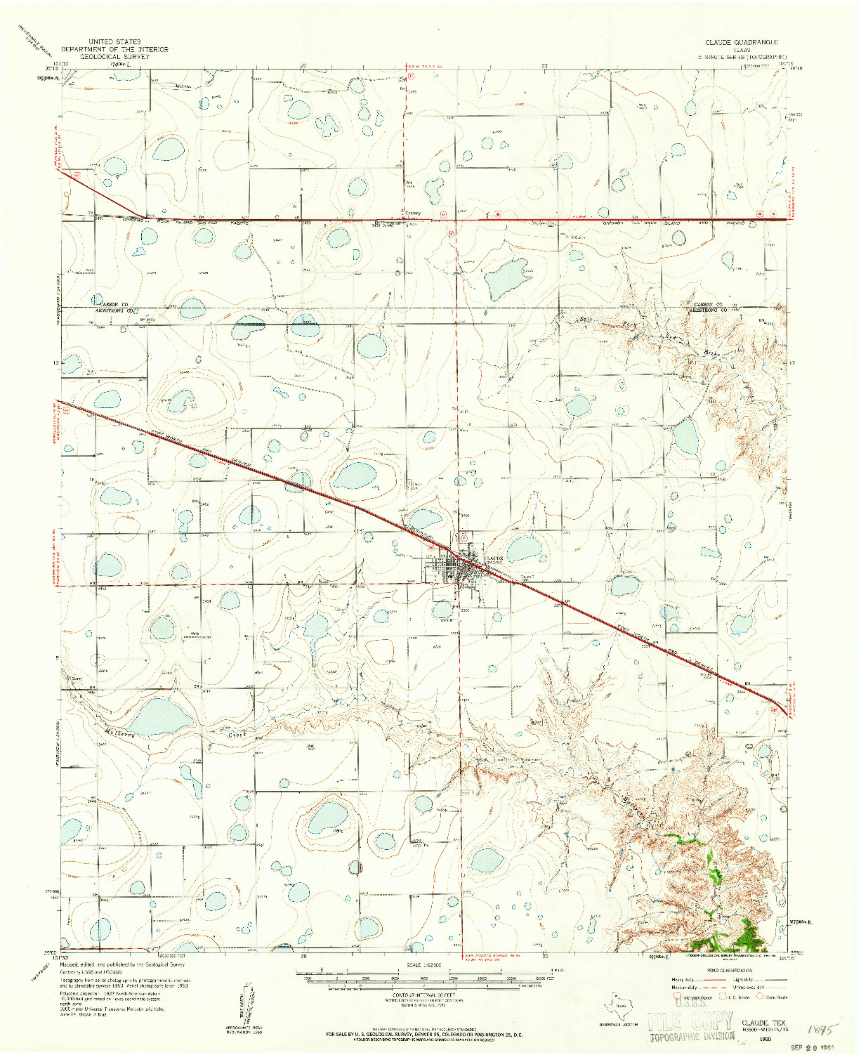 USGS 1:62500-SCALE QUADRANGLE FOR CLAUDE, TX 1960