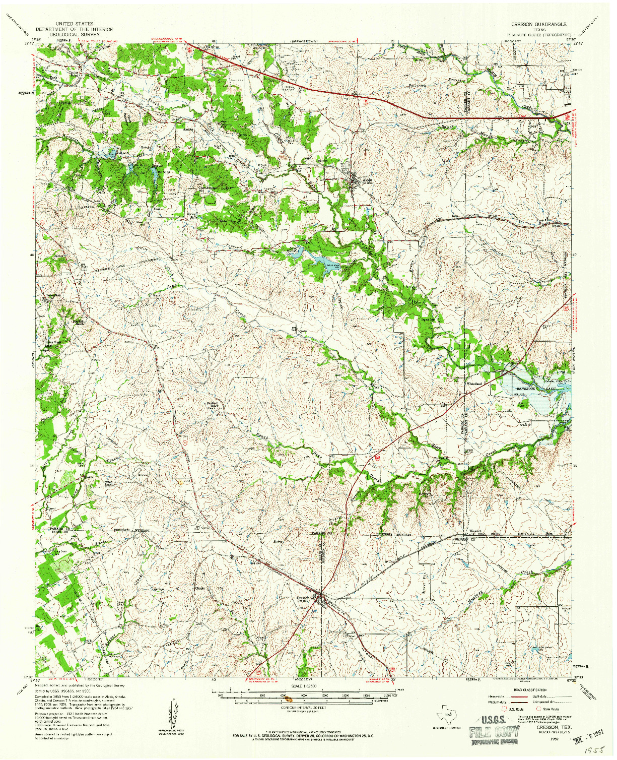 USGS 1:62500-SCALE QUADRANGLE FOR CRESSON, TX 1959