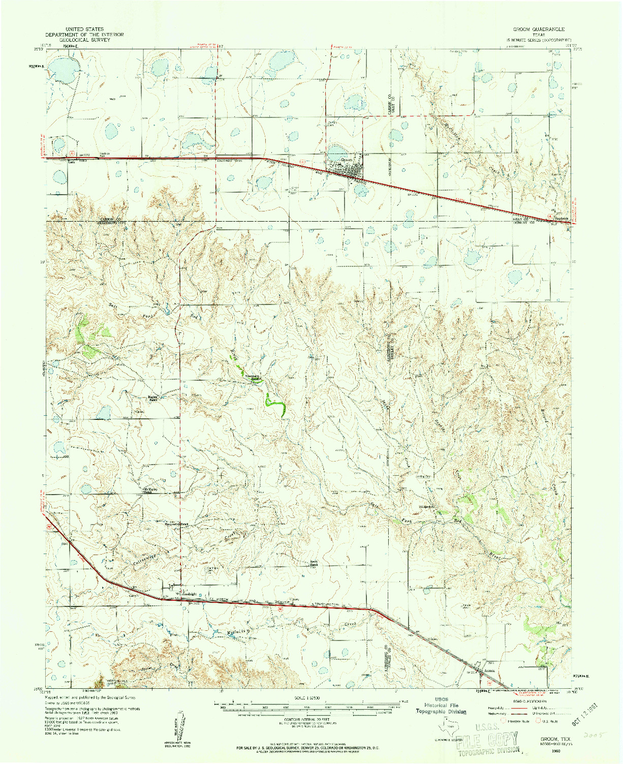 USGS 1:62500-SCALE QUADRANGLE FOR GROOM, TX 1960