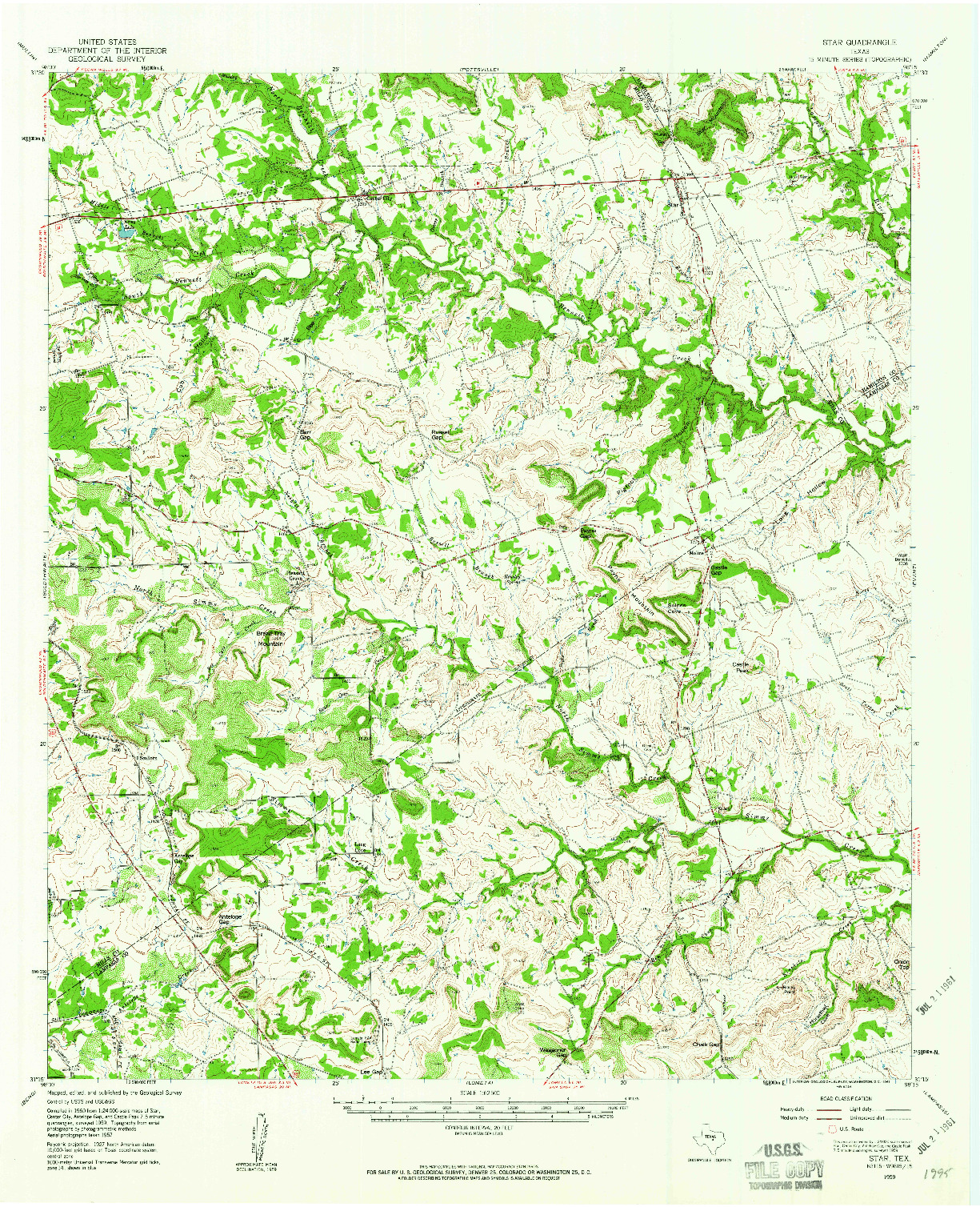 USGS 1:62500-SCALE QUADRANGLE FOR STAR, TX 1959