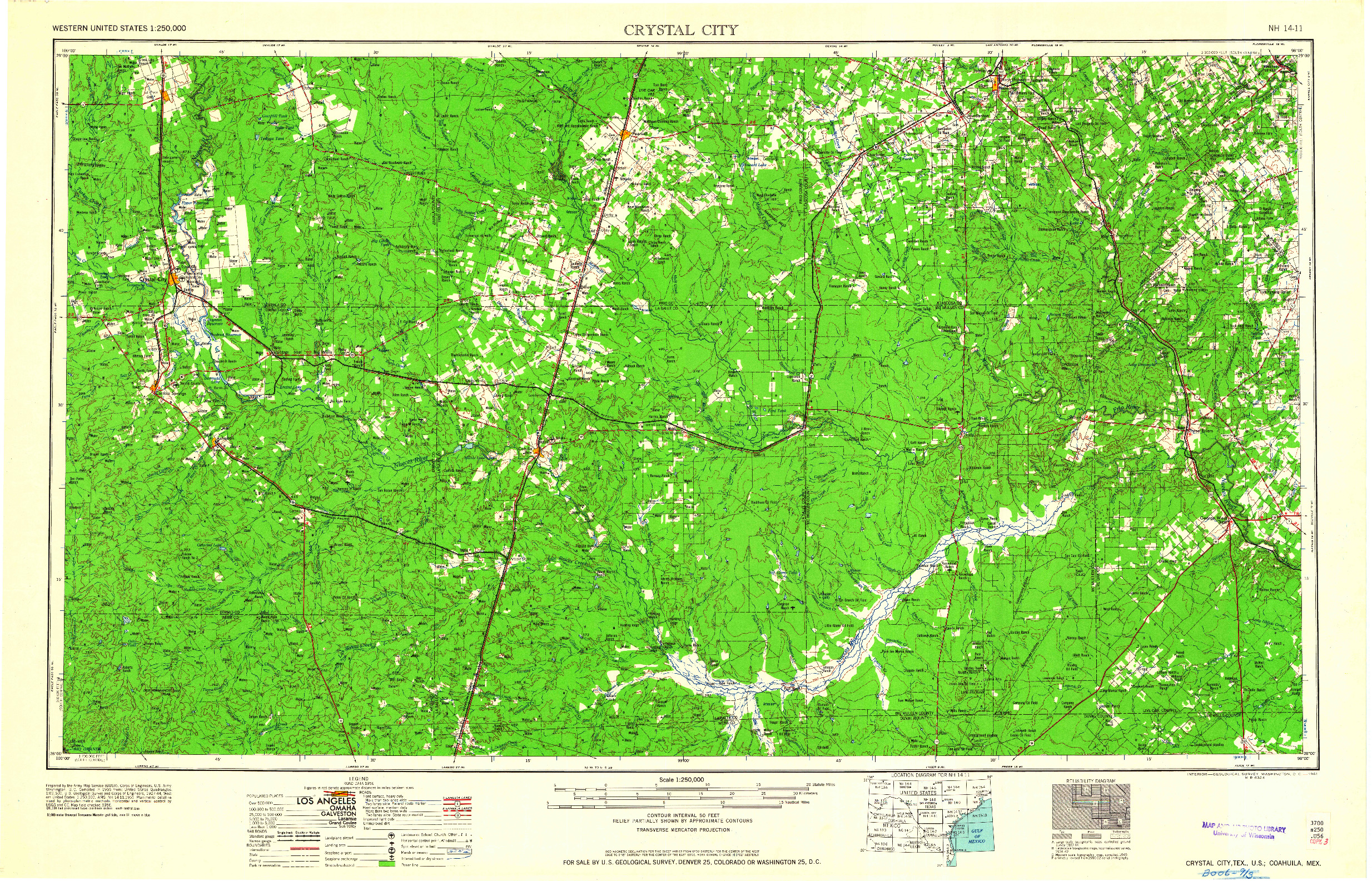 USGS 1:250000-SCALE QUADRANGLE FOR CRYSTAL CITY, TX 1961