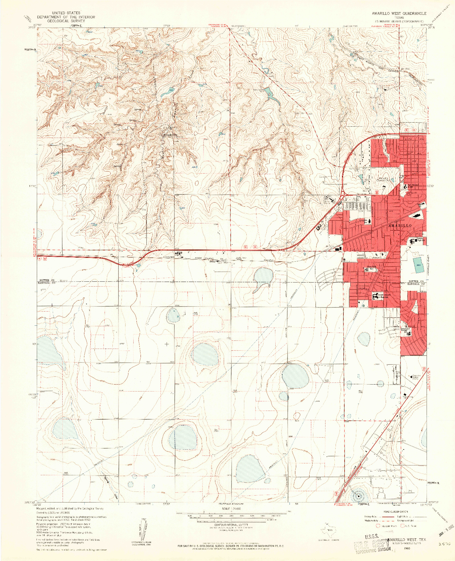 USGS 1:24000-SCALE QUADRANGLE FOR AMARILLO WEST, TX 1960