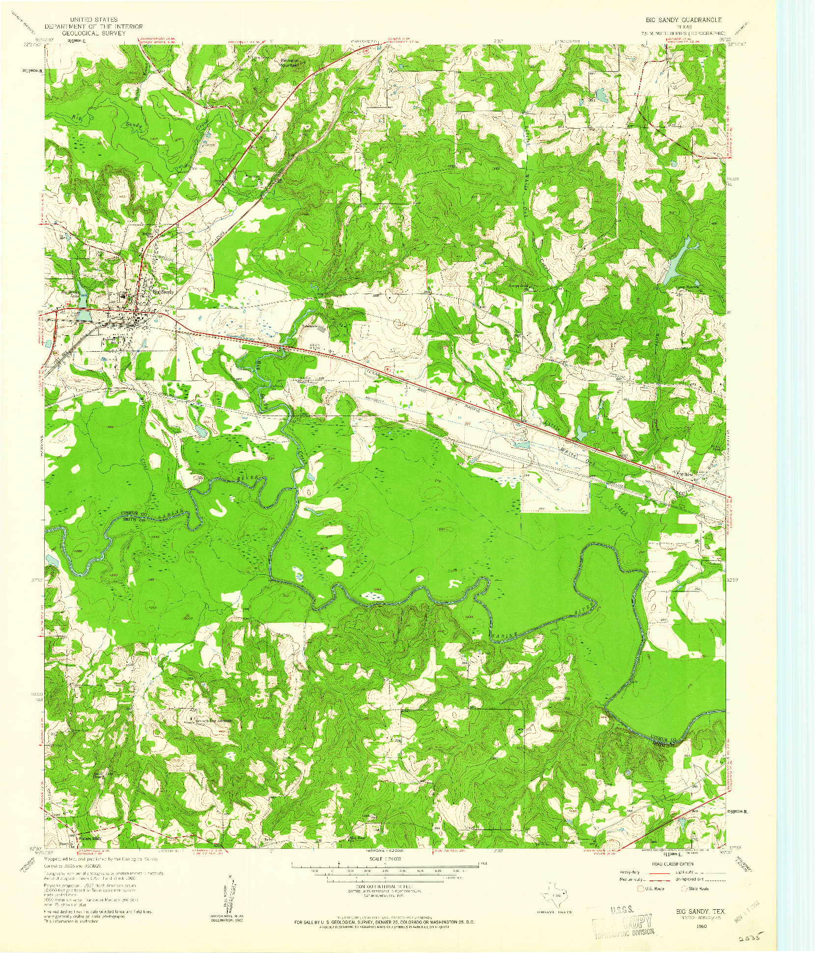 USGS 1:24000-SCALE QUADRANGLE FOR BIG SANDY, TX 1960